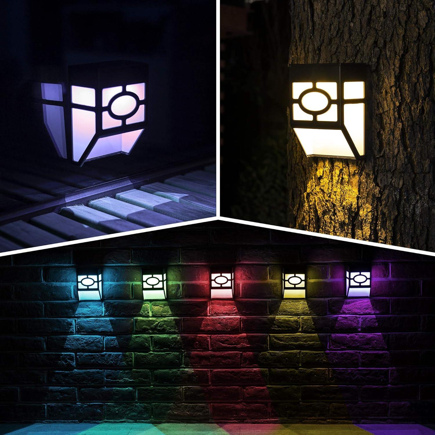 imageSOLPEX 16 Pack Solar Deck Lights Outdoor Solar Fence Lights2 Modes Christmas Garden Decoration LightsRBGWarm White LED Decorative Lighting for GardenYardPostPathampampDrivewaySOLAR DECK LIGHT