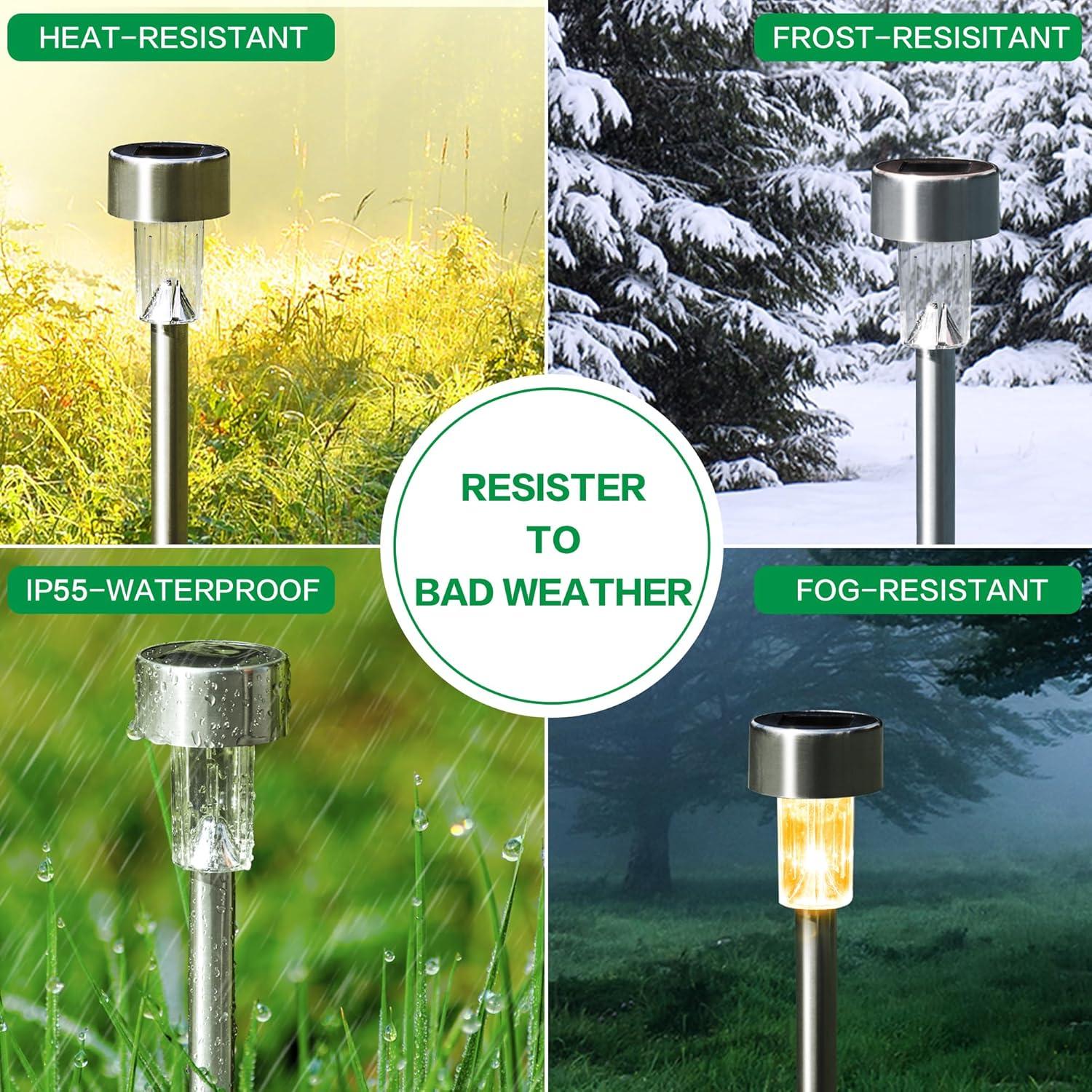 imageSOLPEX 16 Pack Solar Outdoor Lights Pathway Stainless Steel Solar Lights Outdoor WaterproofLED Landscape Lighting Solar Walkway Lights for LandscapePatioLawnYardDrivewayWarm WhiteWarm White