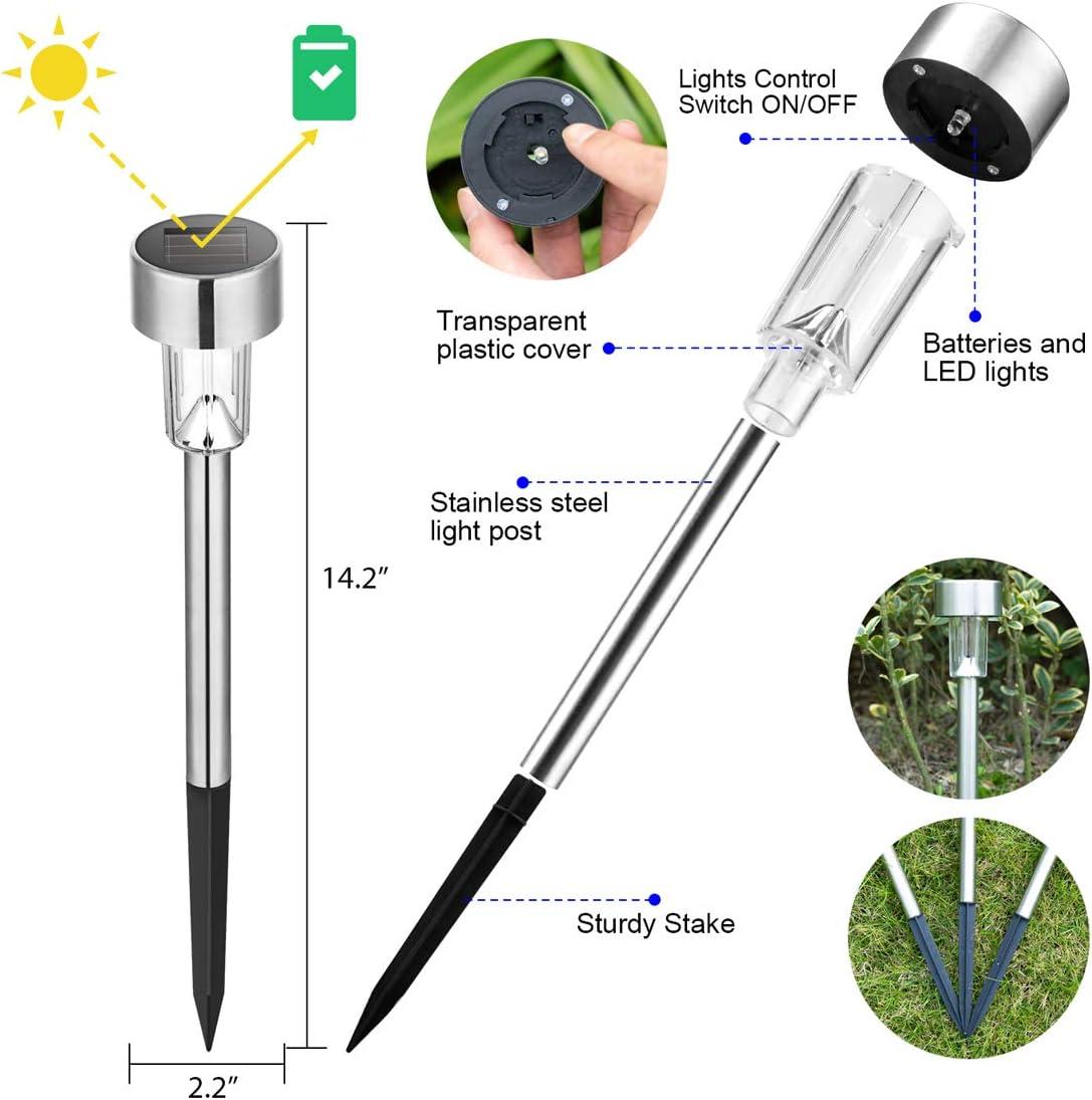 imageSOLPEX 16 Pack Solar Outdoor Lights Pathway Stainless Steel Solar Lights Outdoor WaterproofLED Landscape Lighting Solar Walkway Lights for LandscapePatioLawnYardDrivewayWarm WhiteMulticolor