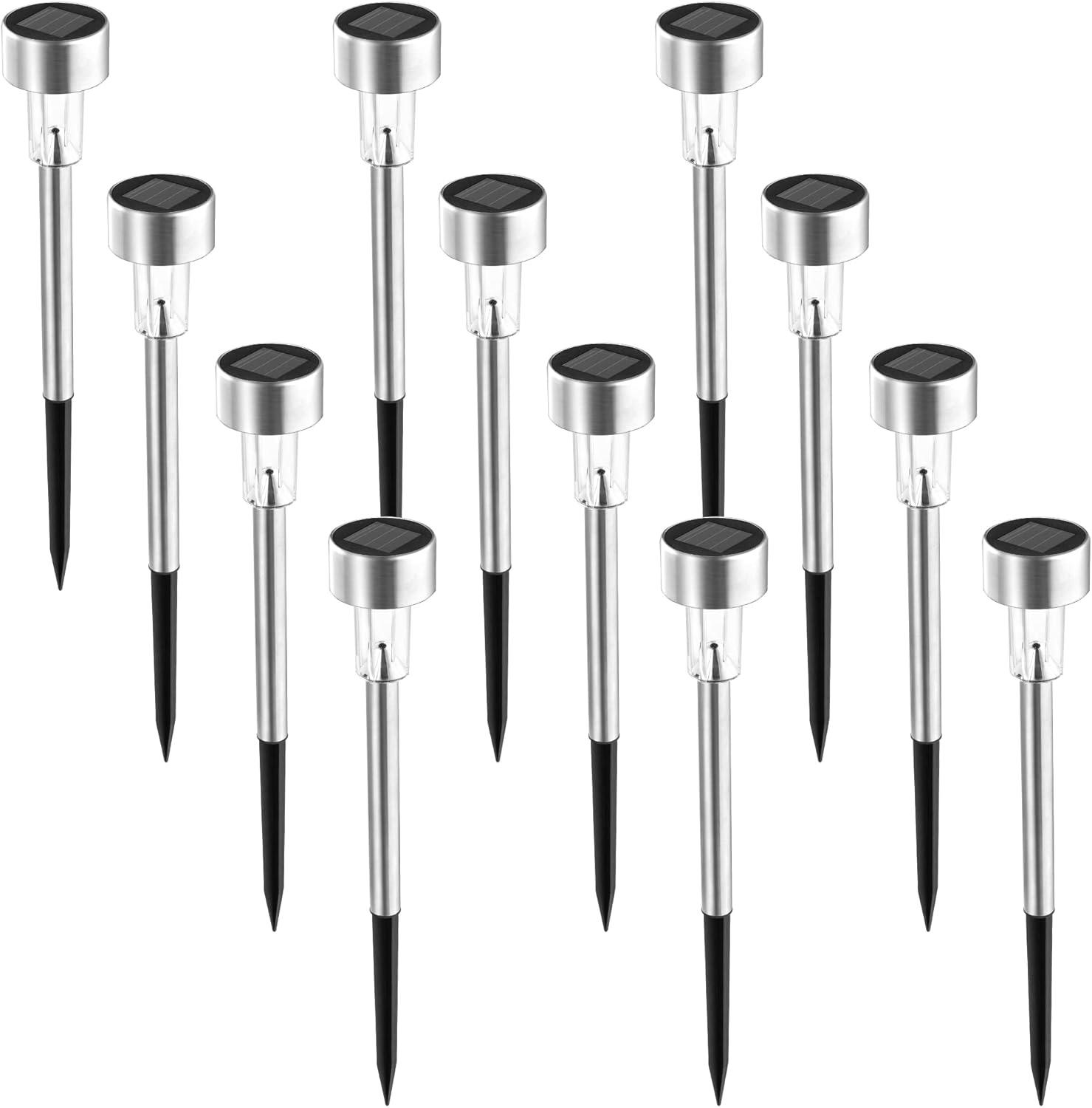 imageSOLPEX 16 Pack Solar Outdoor Lights Pathway Stainless Steel Solar Lights Outdoor WaterproofLED Landscape Lighting Solar Walkway Lights for LandscapePatioLawnYardDrivewayWarm WhiteWarm White