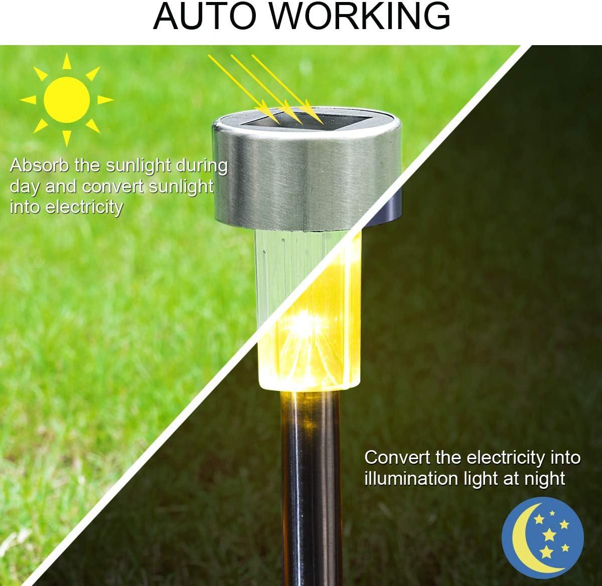 imageSOLPEX 16 Pack Solar Outdoor Lights Pathway Stainless Steel Solar Lights Outdoor WaterproofLED Landscape Lighting Solar Walkway Lights for LandscapePatioLawnYardDrivewayWarm WhiteMulticolor