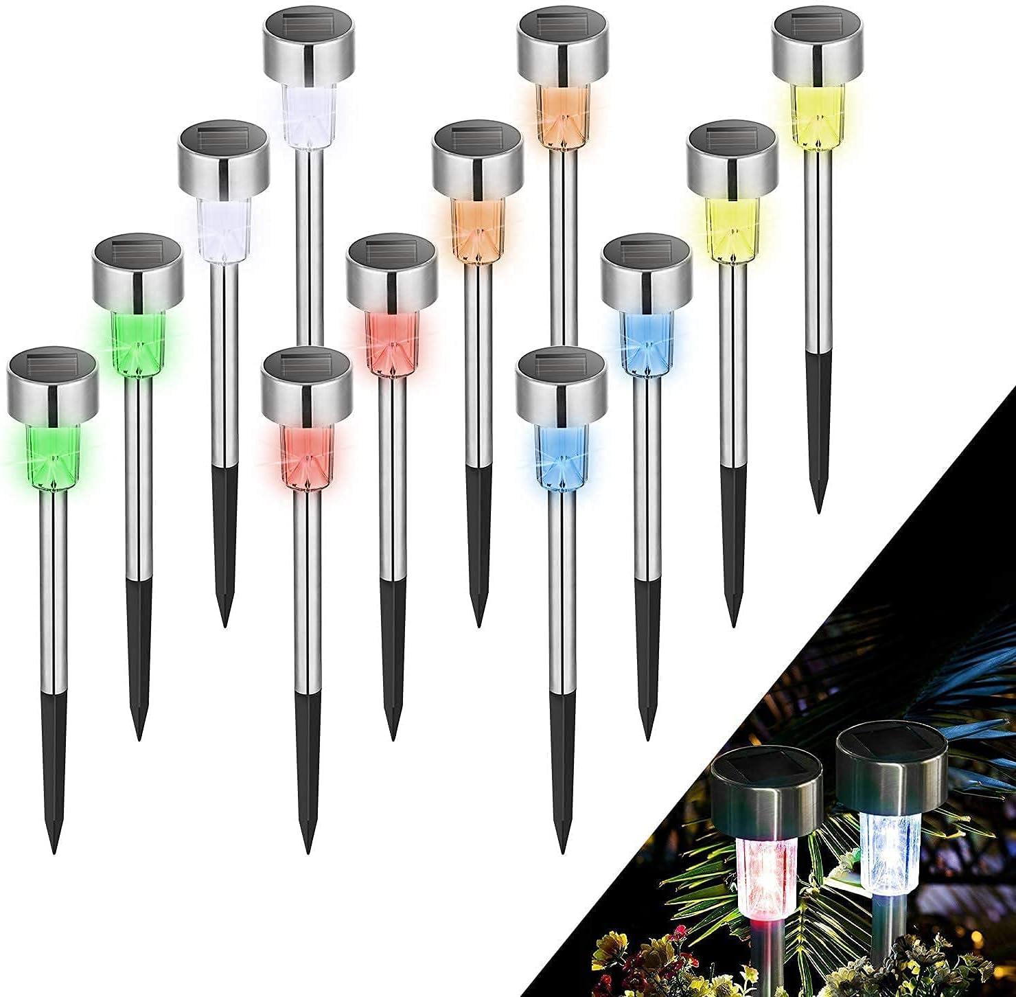 imageSOLPEX 16 Pack Solar Outdoor Lights Pathway Stainless Steel Solar Lights Outdoor WaterproofLED Landscape Lighting Solar Walkway Lights for LandscapePatioLawnYardDrivewayWarm WhiteMulticolor
