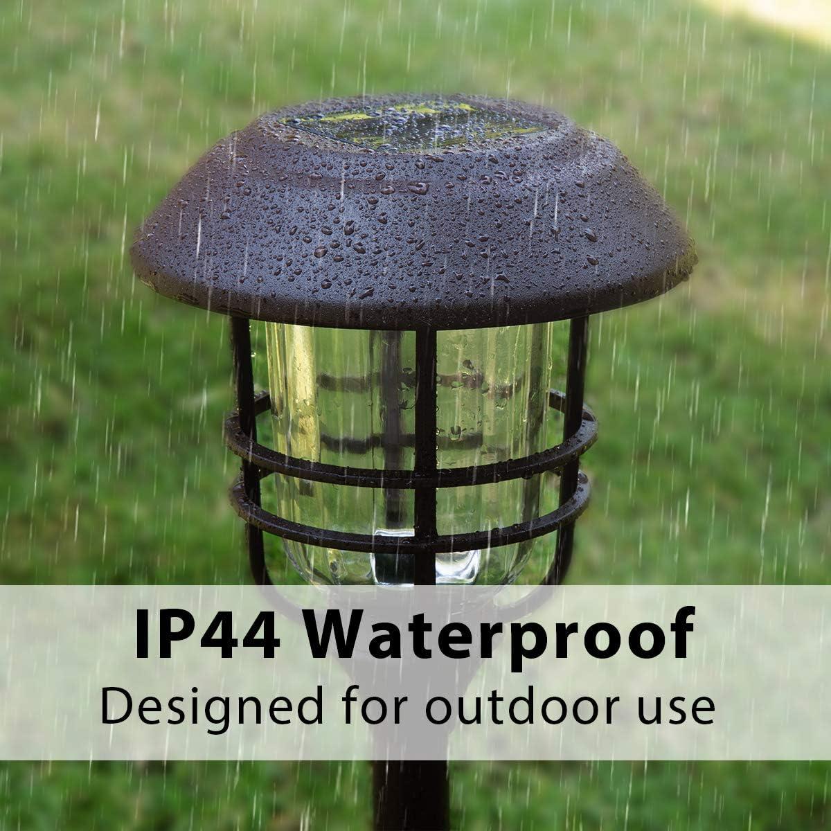 imageSOLPEX 4 Pack Solar Outdoor Lights Glass and Metal Path Lights High Lumen Output per LED for Landscape Lawn Patio Yard Garden
