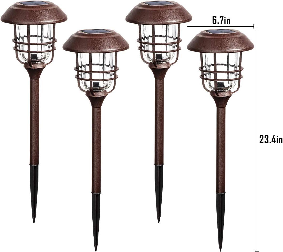 imageSOLPEX 4 Pack Solar Outdoor Lights Glass and Metal Path Lights High Lumen Output per LED for Landscape Lawn Patio Yard Garden