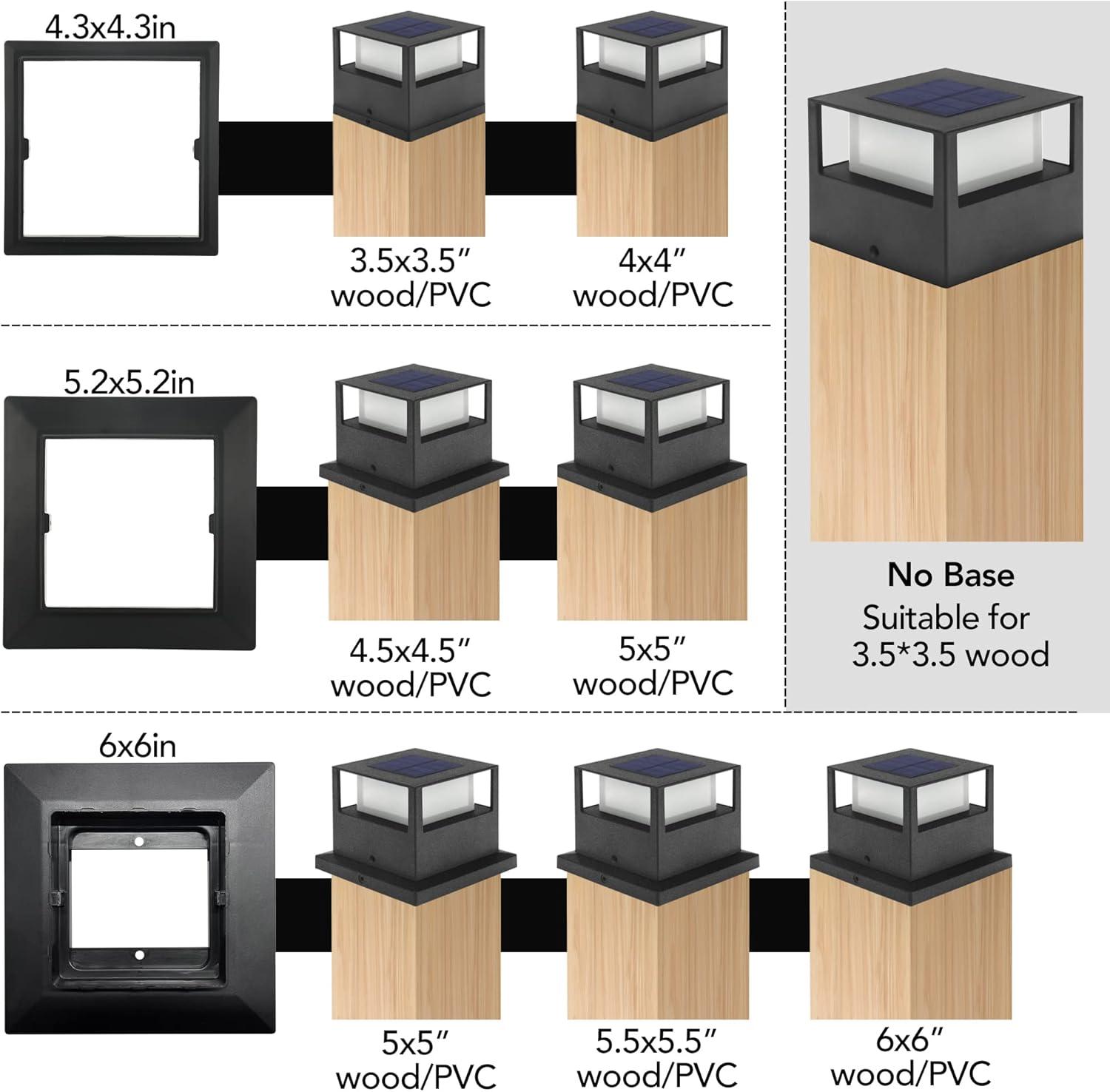 imageSOLPEX 8 LED 20 lumens Solar Post Cap Lights 4 Pack Bright Warm White LED LightingSolar Fence Post Lights Fit 4X45X5 Deck or Patio WoodenVinyl Posts