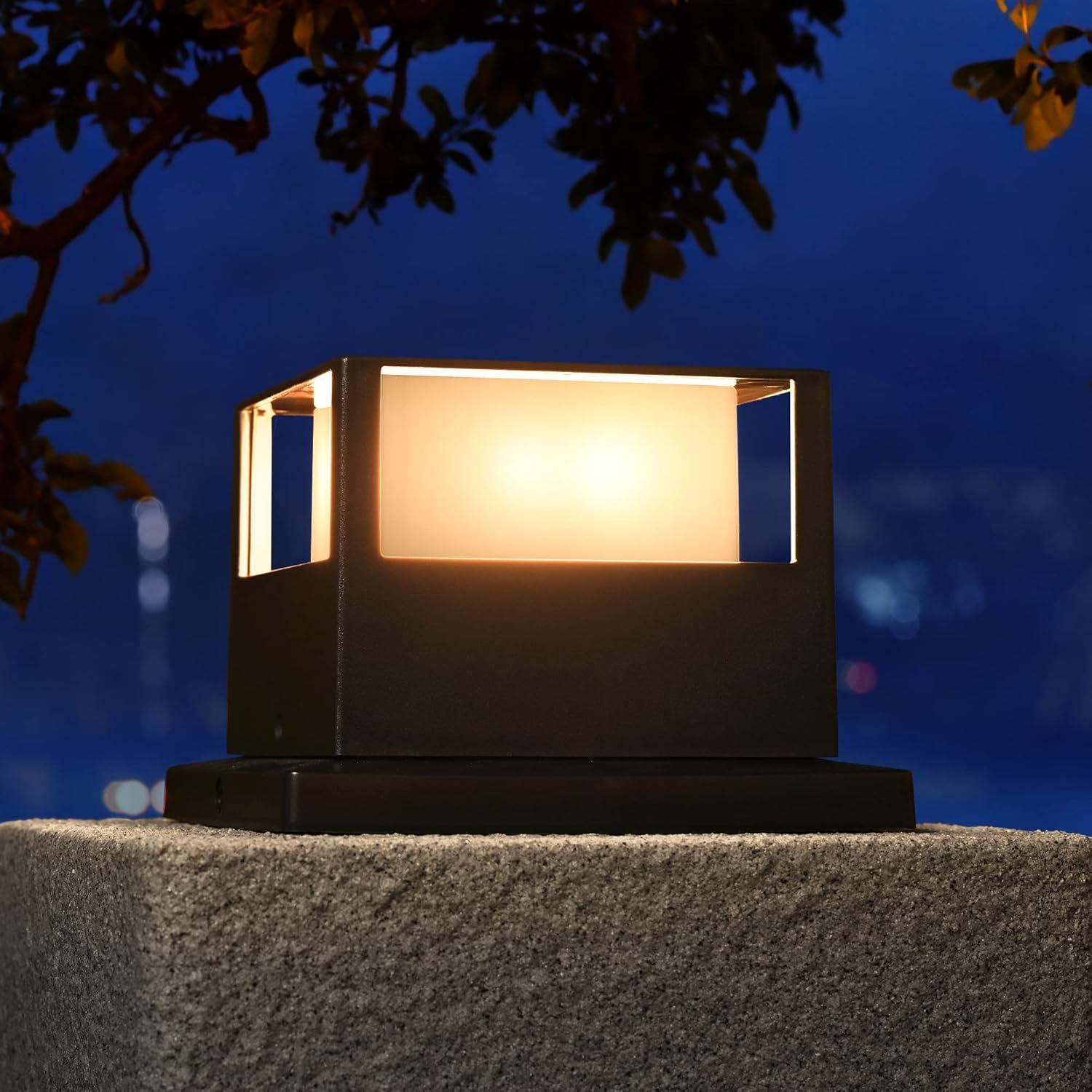 imageSOLPEX 8 LED 20 lumens Solar Post Cap Lights 4 Pack Bright Warm White LED LightingSolar Fence Post Lights Fit 4X45X5 Deck or Patio WoodenVinyl Posts