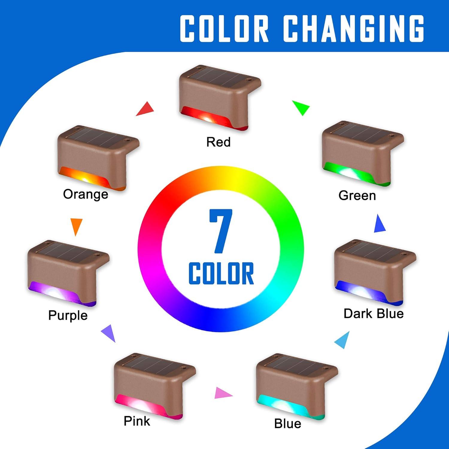 imageSOLPEX Color Changing Solar Deck Lights 16 Pack Waterproof LED Lights for Decks Stairs Fences Yards and Patios