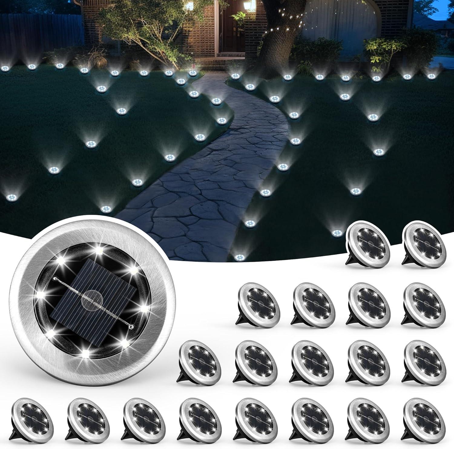 imageSOLPEX Mini Solar Ground Lights 10 Pack Solar Lights Outdoor Waterproof Pathway Lights Solar Powered Solar Garden Lights Landscape Lighting for Yard Driveway Walkway Warm WhiteCool White