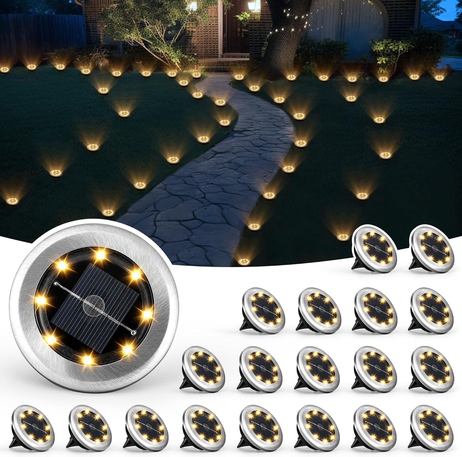 imageSOLPEX Mini Solar Ground Lights 10 Pack Solar Lights Outdoor Waterproof Pathway Lights Solar Powered Solar Garden Lights Landscape Lighting for Yard Driveway Walkway Warm WhiteWarm White