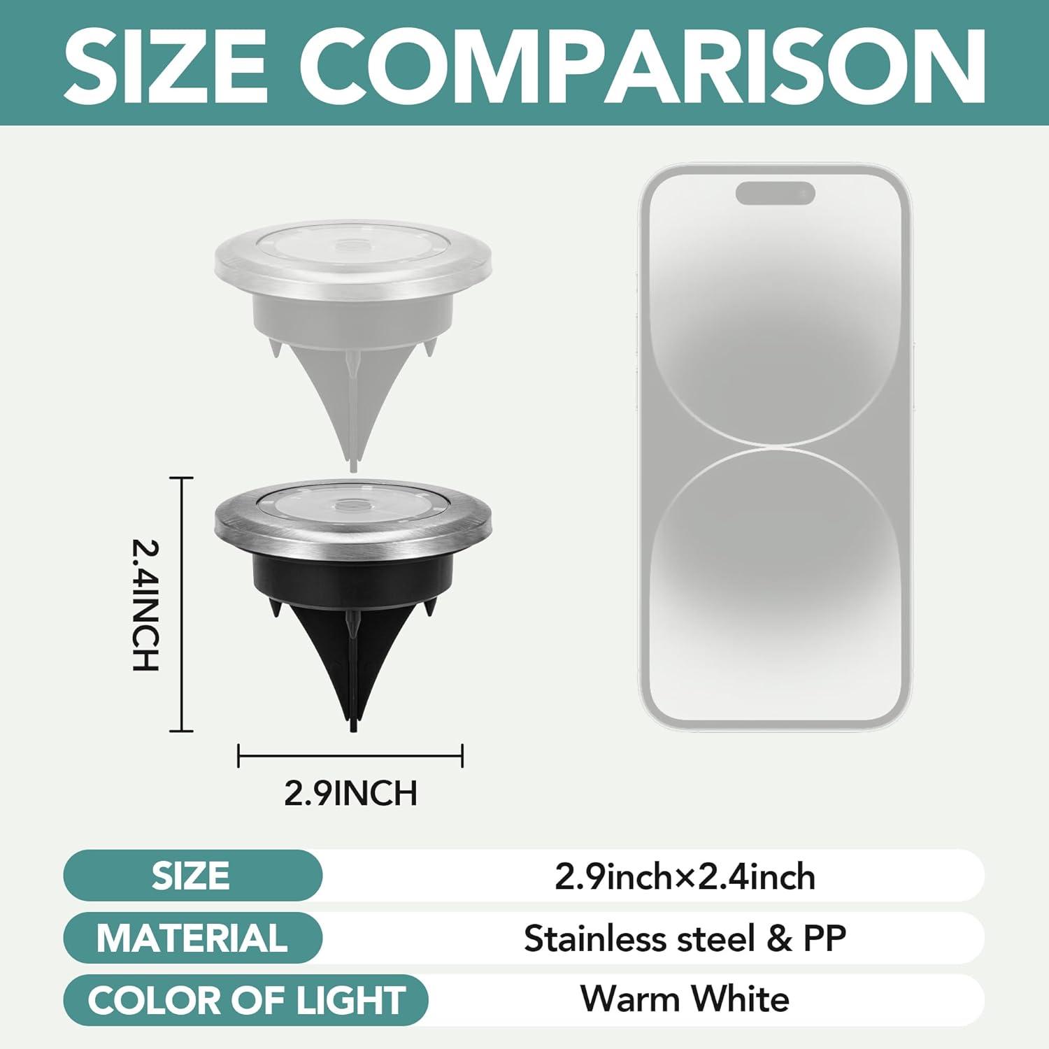 imageSOLPEX Mini Solar Ground Lights 10 Pack Solar Lights Outdoor Waterproof Pathway Lights Solar Powered Solar Garden Lights Landscape Lighting for Yard Driveway Walkway Warm WhiteWarm White