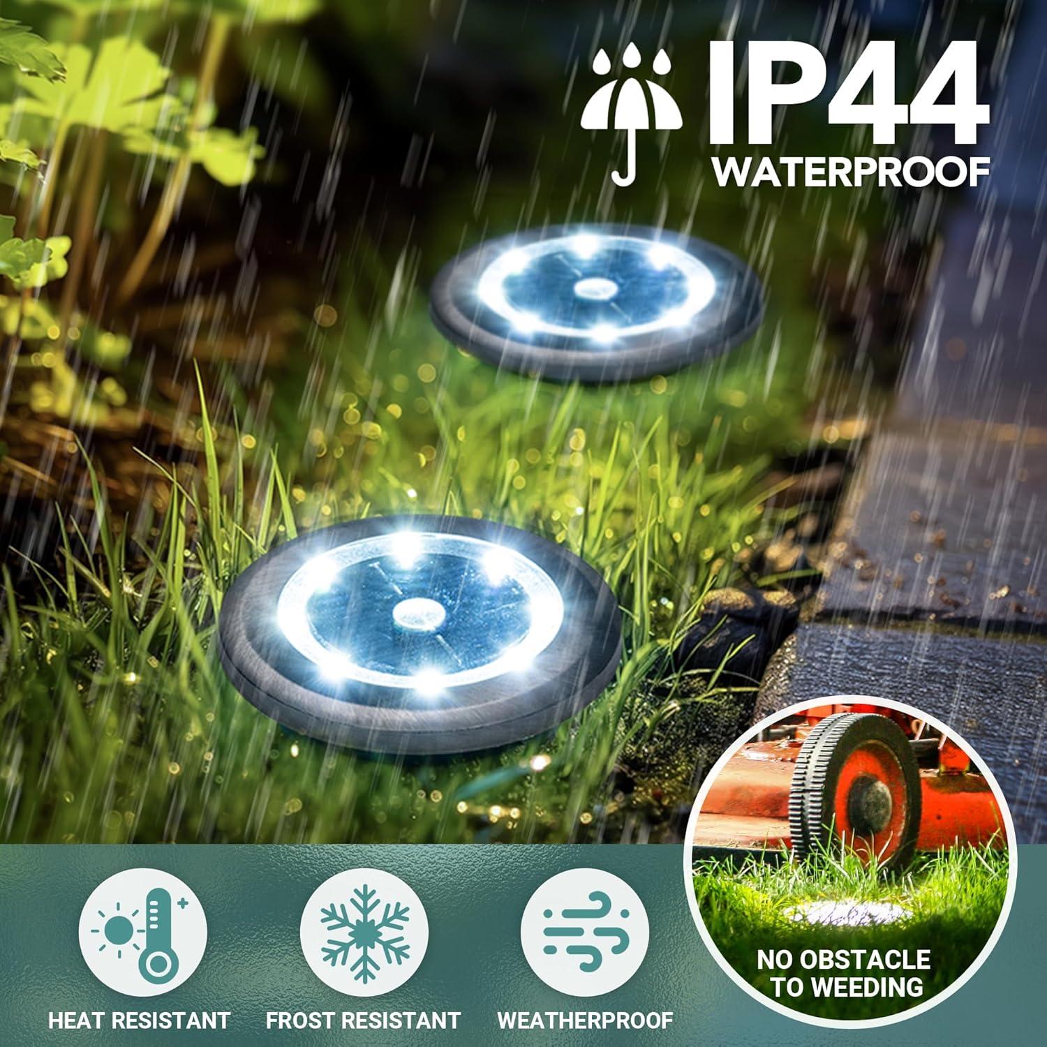 imageSOLPEX Mini Solar Ground Lights 10 Pack Solar Lights Outdoor Waterproof Pathway Lights Solar Powered Solar Garden Lights Landscape Lighting for Yard Driveway Walkway Warm WhiteCool White