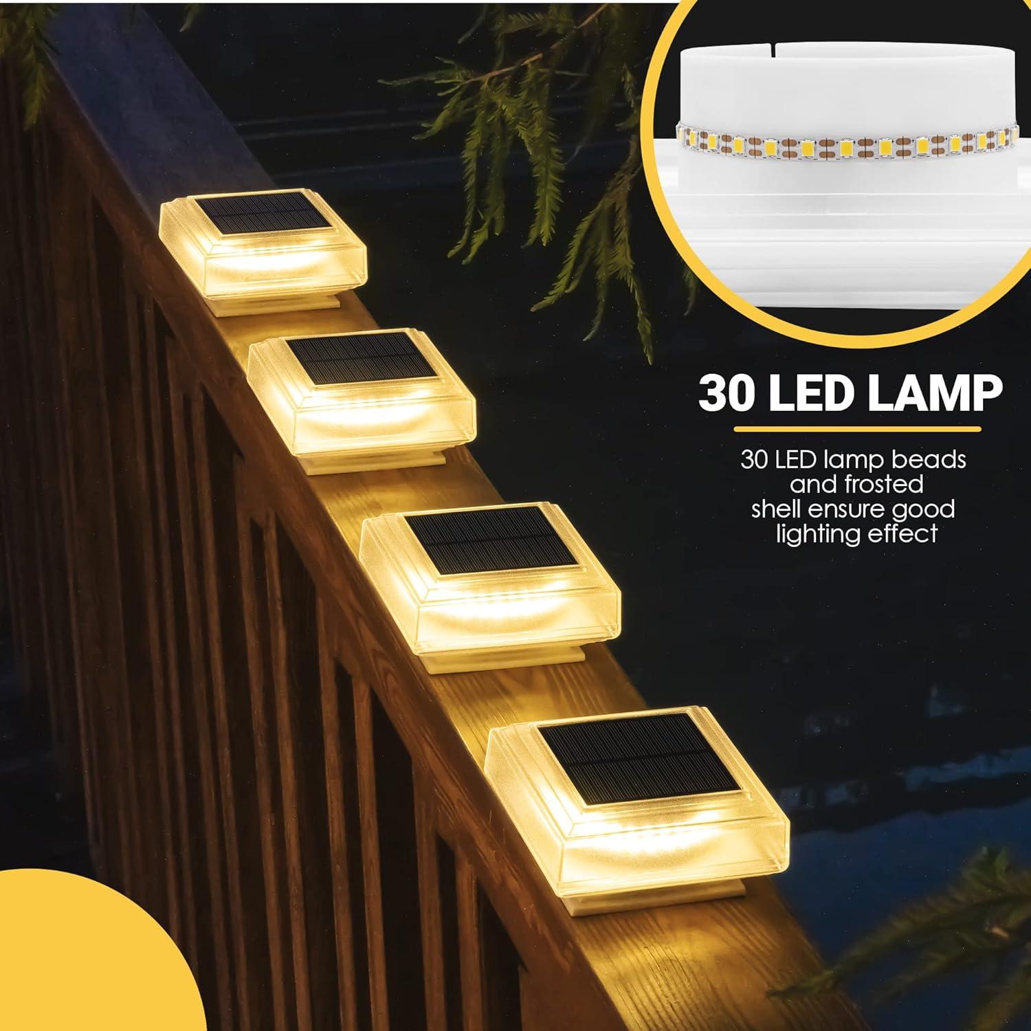 imageSOLPEX Outdoor Post Cap Lights  35 Lumens 30 LED Super Bright Warm White 2 Pack for Fence Deck or Patio