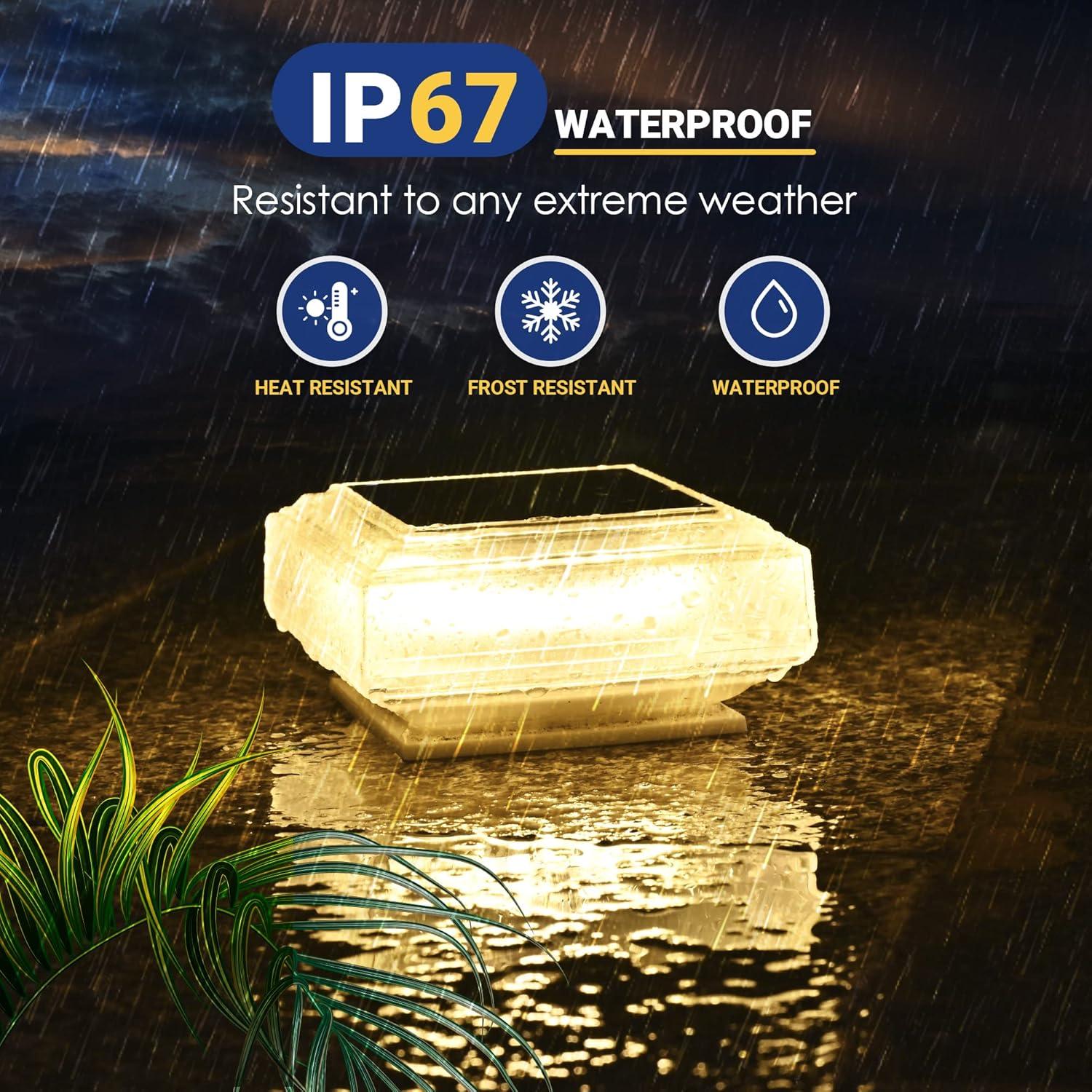 imageSOLPEX Outdoor Post Cap Lights  35 Lumens 30 LED Super Bright Warm White 2 Pack for Fence Deck or Patio