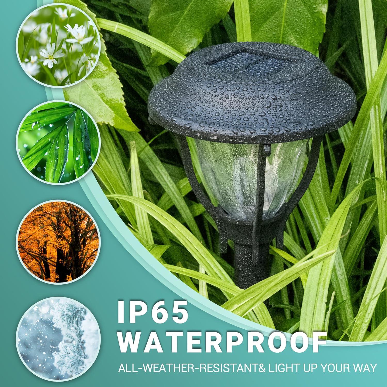 imageSOLPEX Outdoor Solar Lights 6 Pack LED Solar Pathway Lights Outdoor Waterproof Garden Lights Solar Powered Landscape Lighting for Yard Pathway Lawn Warm White