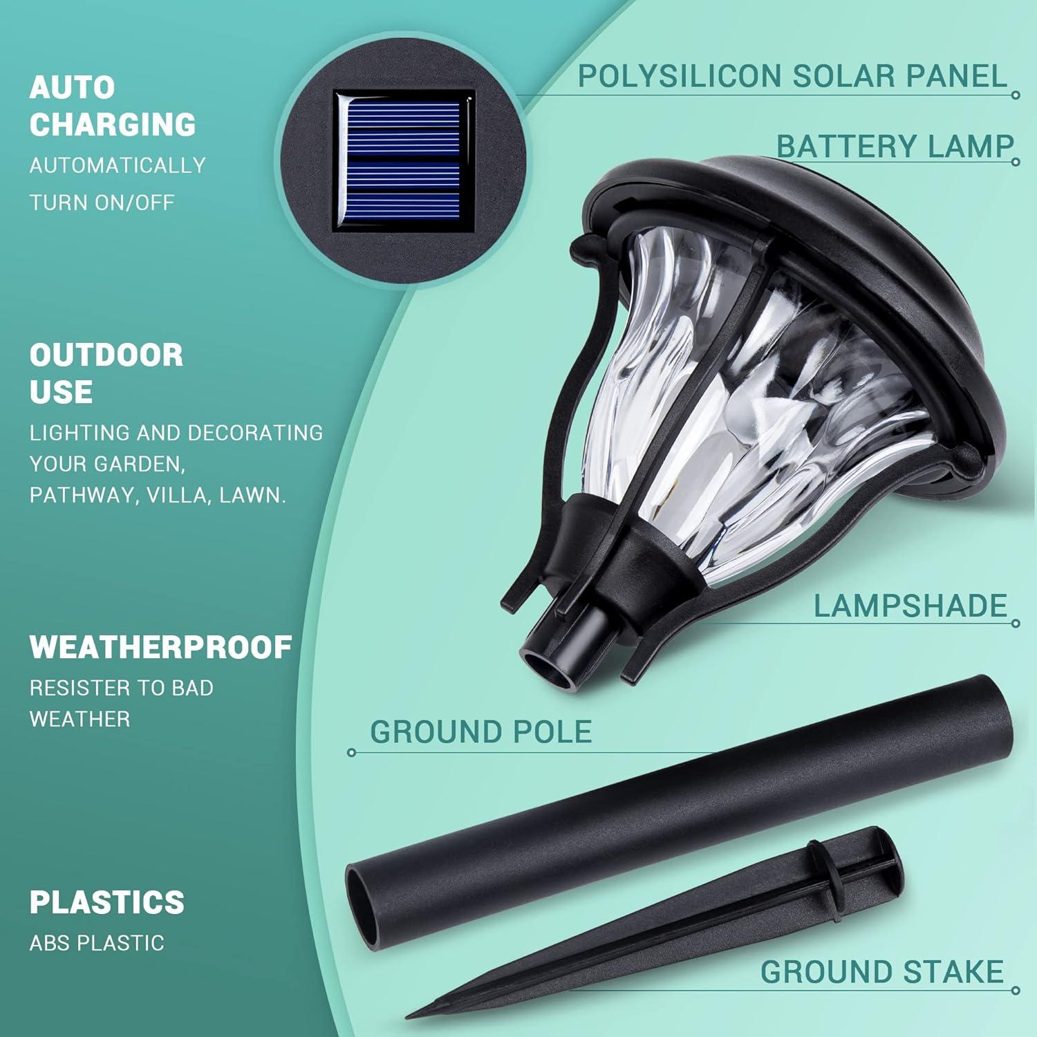 imageSOLPEX Outdoor Solar Lights 6 Pack LED Solar Pathway Lights Outdoor Waterproof Garden Lights Solar Powered Landscape Lighting for Yard Pathway Lawn Warm White