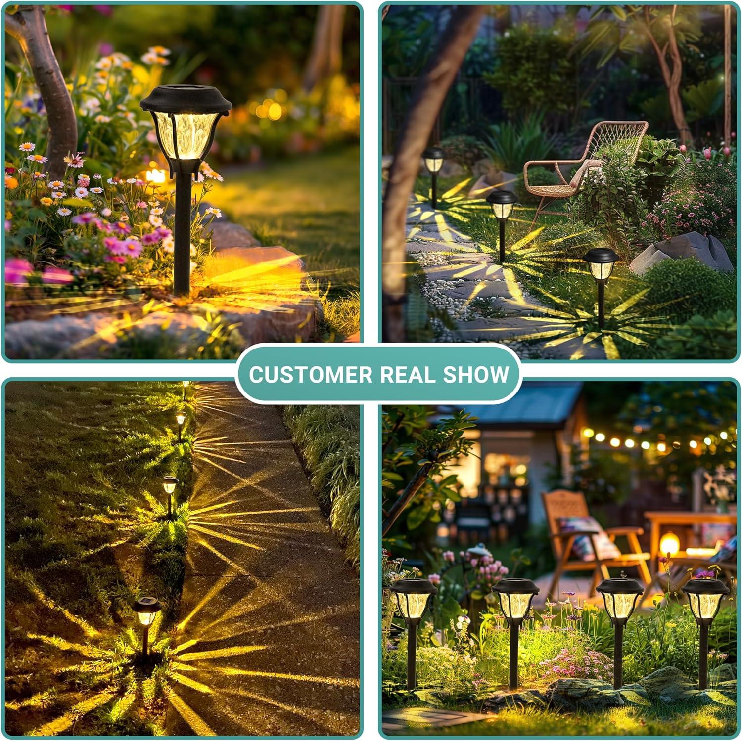 imageSOLPEX Outdoor Solar Lights 6 Pack LED Solar Pathway Lights Outdoor Waterproof Garden Lights Solar Powered Landscape Lighting for Yard Pathway Lawn Warm White