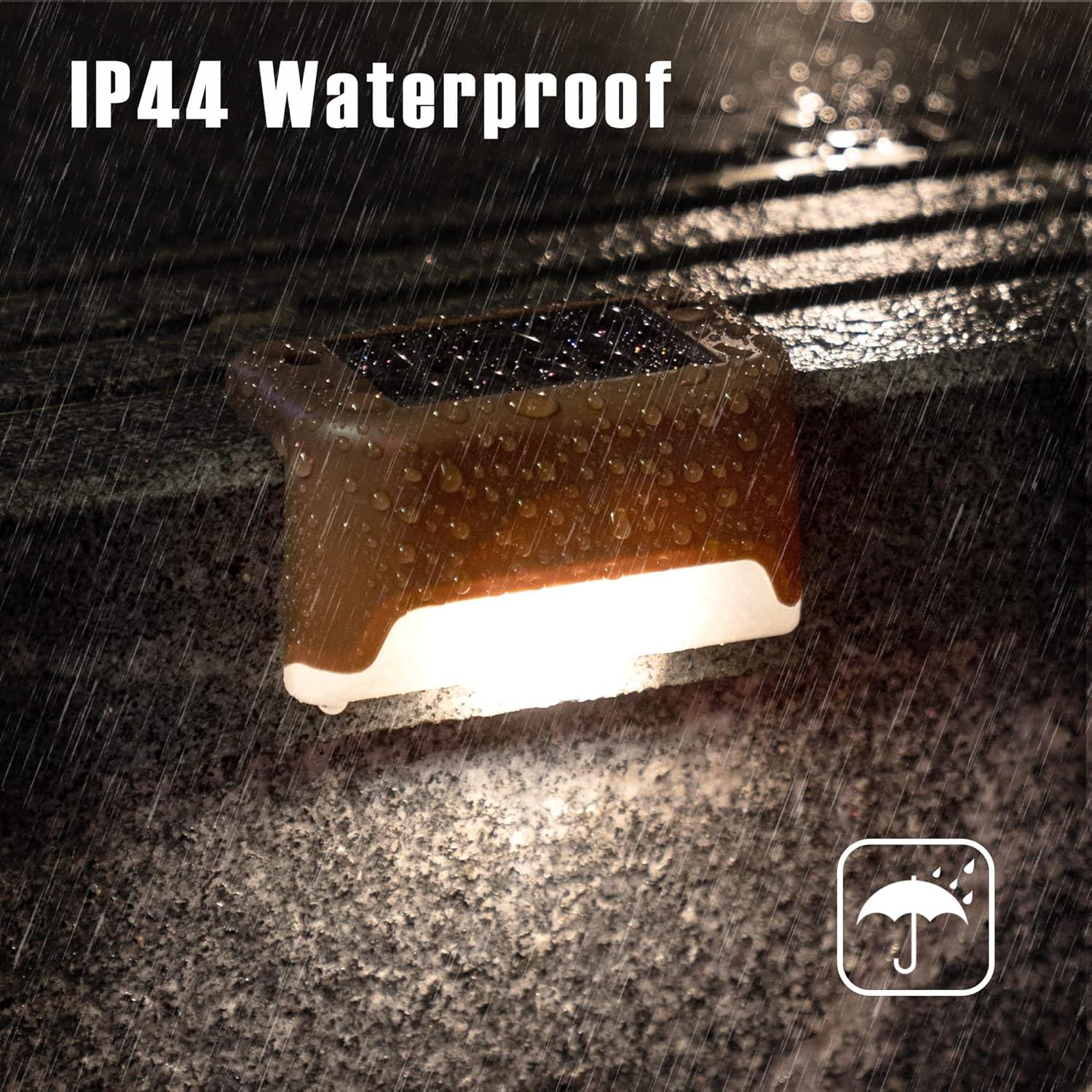 imageSOLPEX Solar Deck Lights Outdoor 16 Pack Solar Step Light Waterproof Led Light for Outdoor Stairs Step Fence Yard Patio and PathwayWarm WhiteBrown