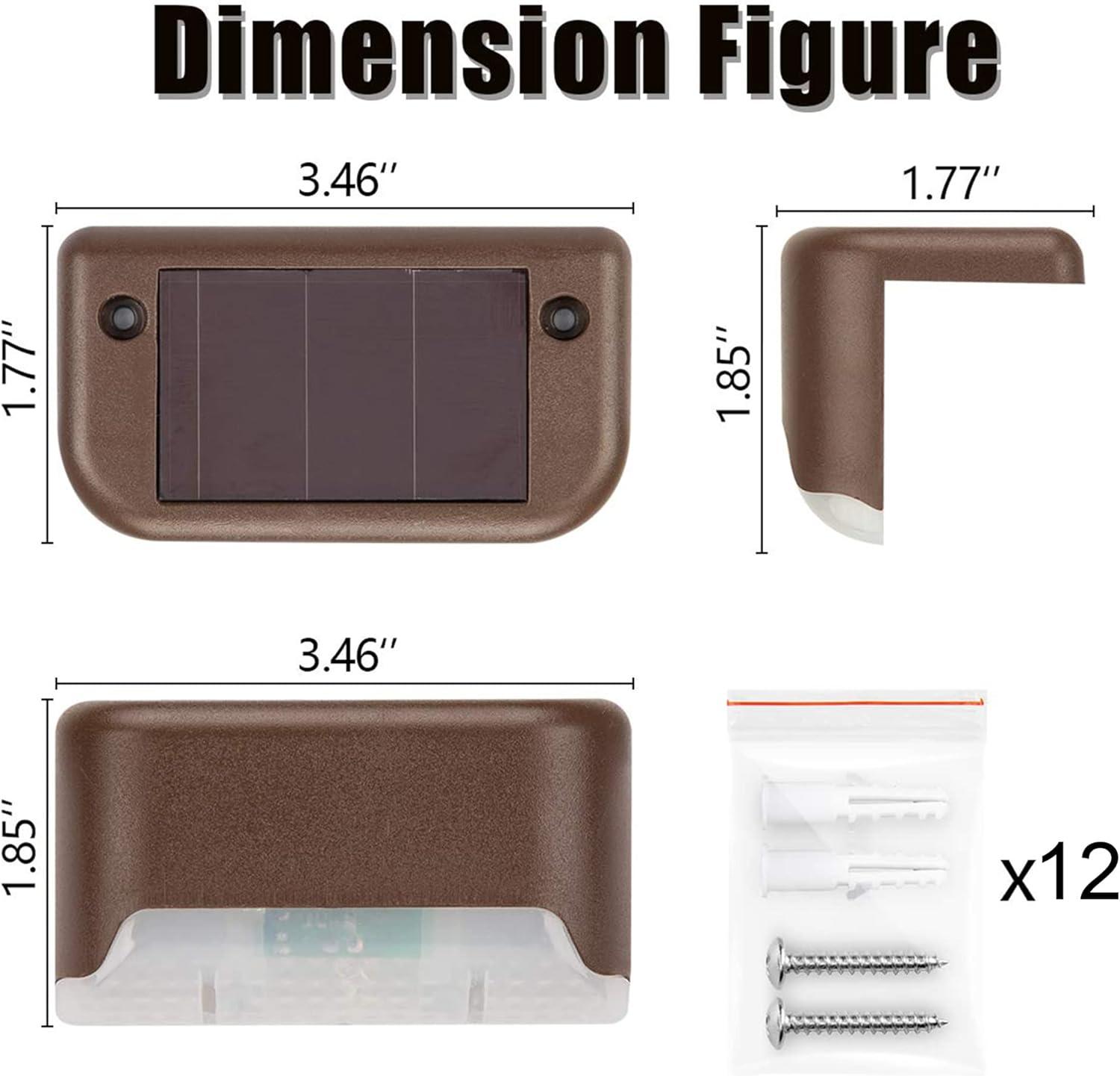 imageSOLPEX Solar Deck Lights Outdoor 16 Pack Solar Step Light Waterproof Led Light for Outdoor Stairs Step Fence Yard Patio and PathwayWarm WhiteBrown