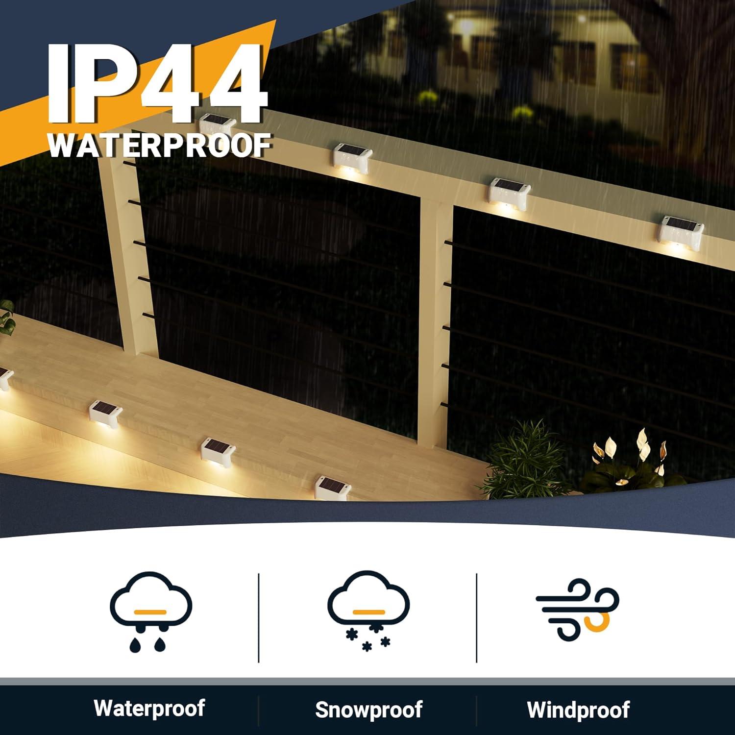 imageSOLPEX Solar Deck Lights Outdoor 16 Pack Solar Step Light Waterproof Led Light for Outdoor Stairs Step Fence Yard Patio and PathwayWarm WhiteWhite