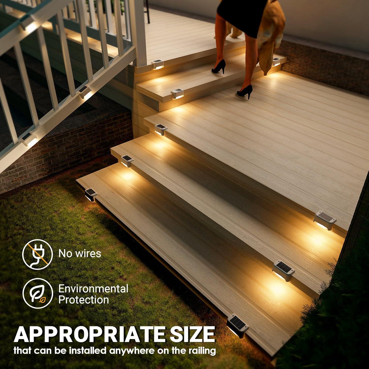 imageSOLPEX Solar Deck Lights Outdoor 16 Pack Solar Step Light Waterproof Led Light for Outdoor Stairs Step Fence Yard Patio and PathwayWarm WhiteWhite