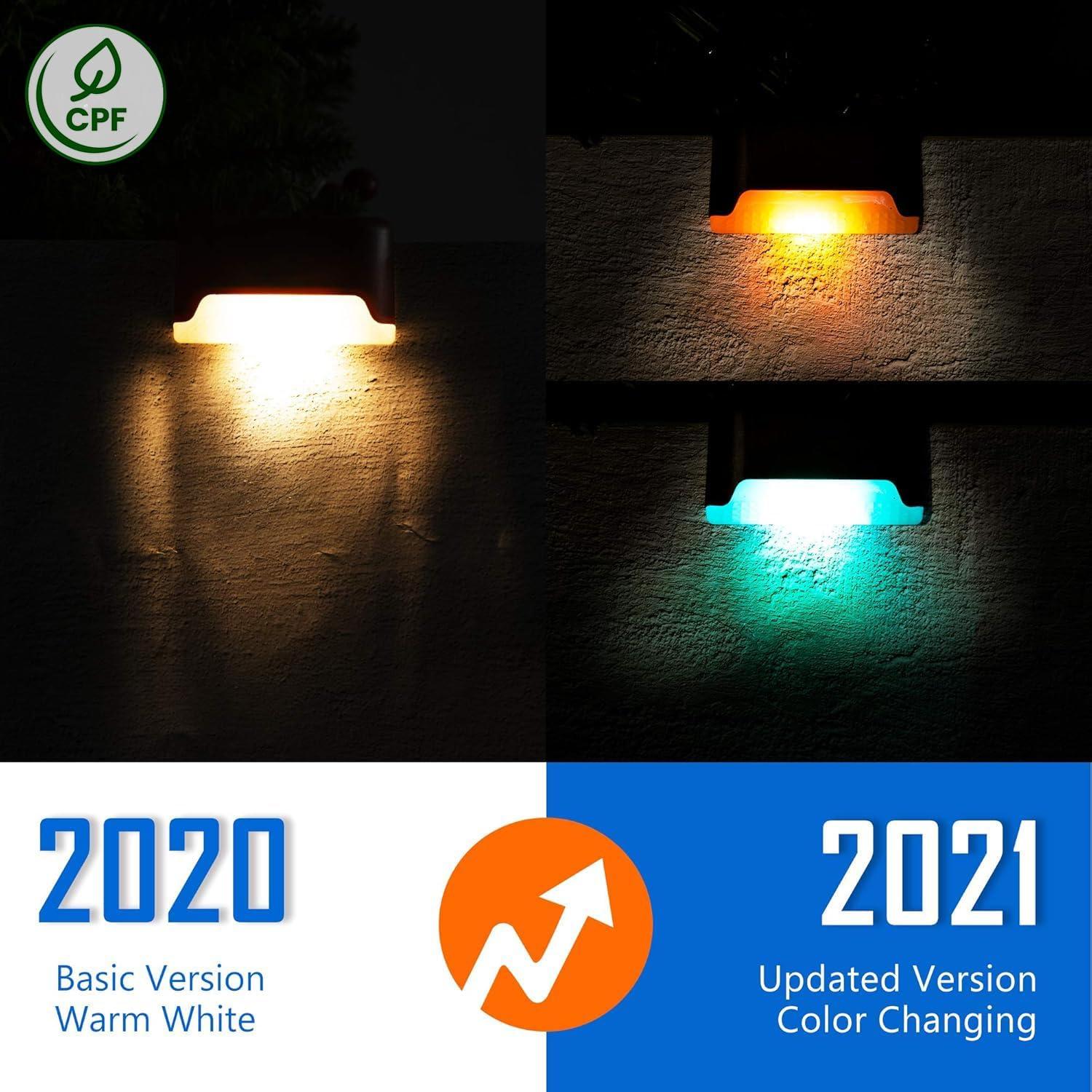 imageSOLPEX Solar Deck Lights Outdoor 16 Pack Solar Step Lights Waterproof Led Solar lights for Outdoor Stairs Step  Fence Yard Patio and PathwayWarm WhiteColor Changing