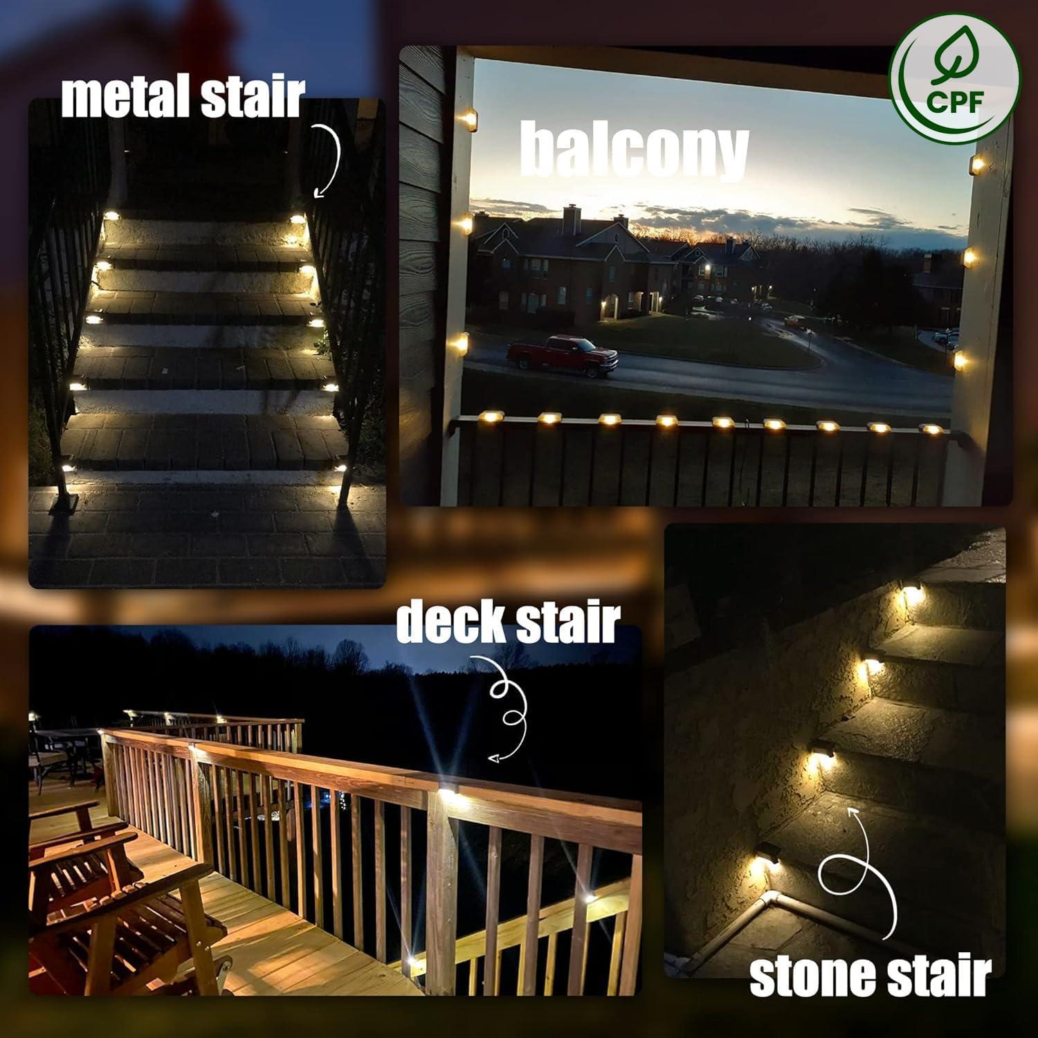 imageSOLPEX Solar Deck Lights Outdoor 16 Pack Solar Step Lights Waterproof Led Solar lights for Outdoor Stairs Step  Fence Yard Patio and PathwayWarm WhiteWarm White