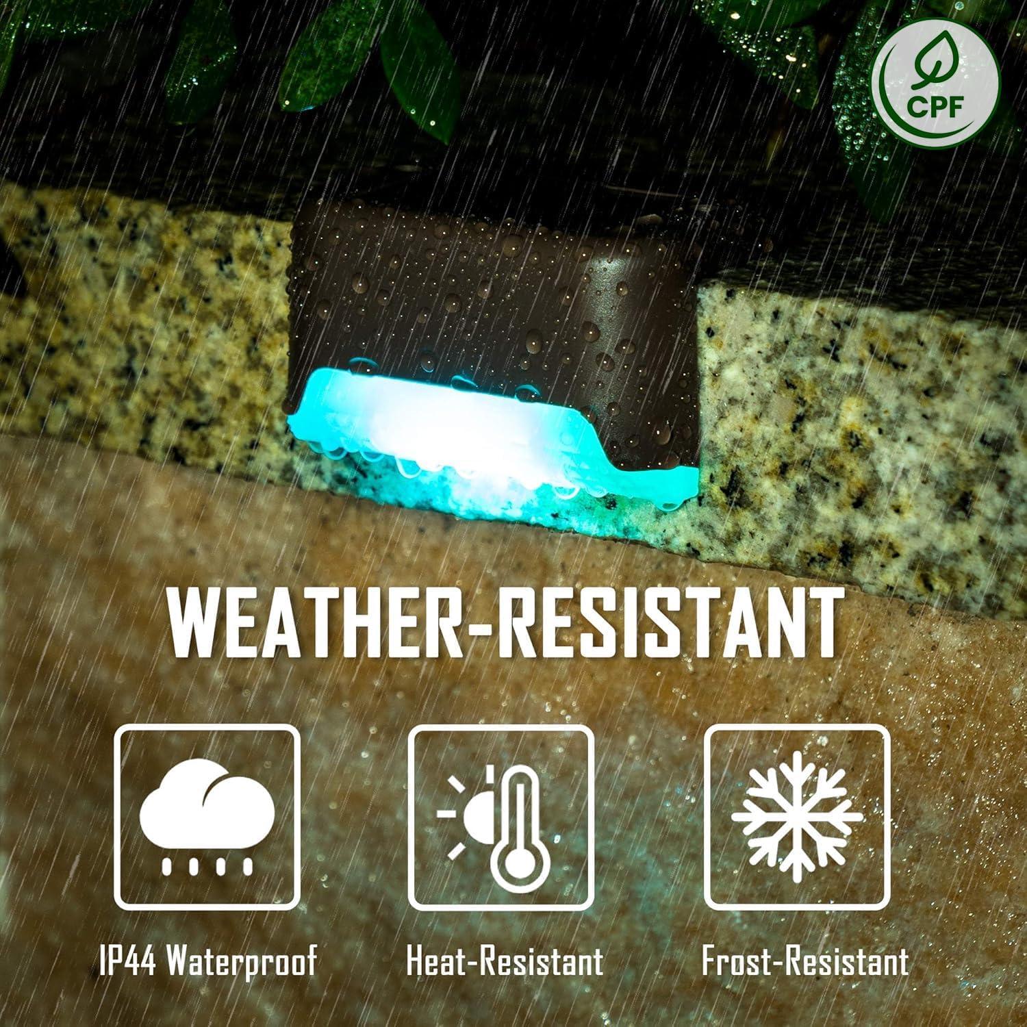 imageSOLPEX Solar Deck Lights Outdoor 16 Pack Solar Step Lights Waterproof Led Solar lights for Outdoor Stairs Step  Fence Yard Patio and PathwayWarm WhiteColor Changing