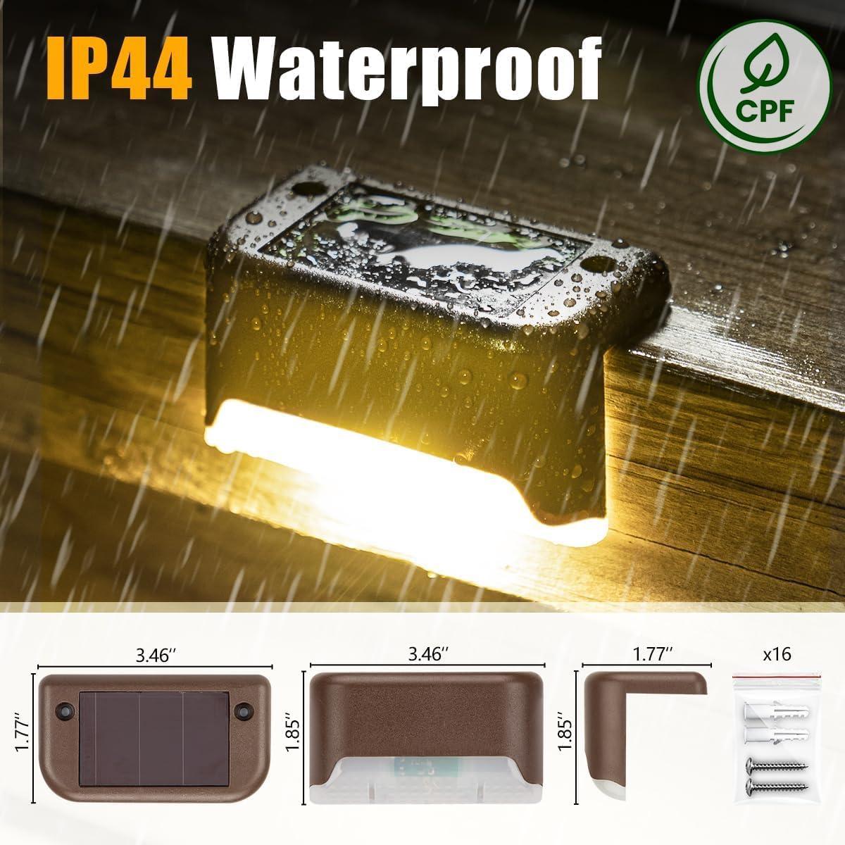 imageSOLPEX Solar Deck Lights Outdoor 16 Pack Solar Step Lights Waterproof Led Solar lights for Outdoor Stairs Step  Fence Yard Patio and PathwayWarm WhiteWarm White