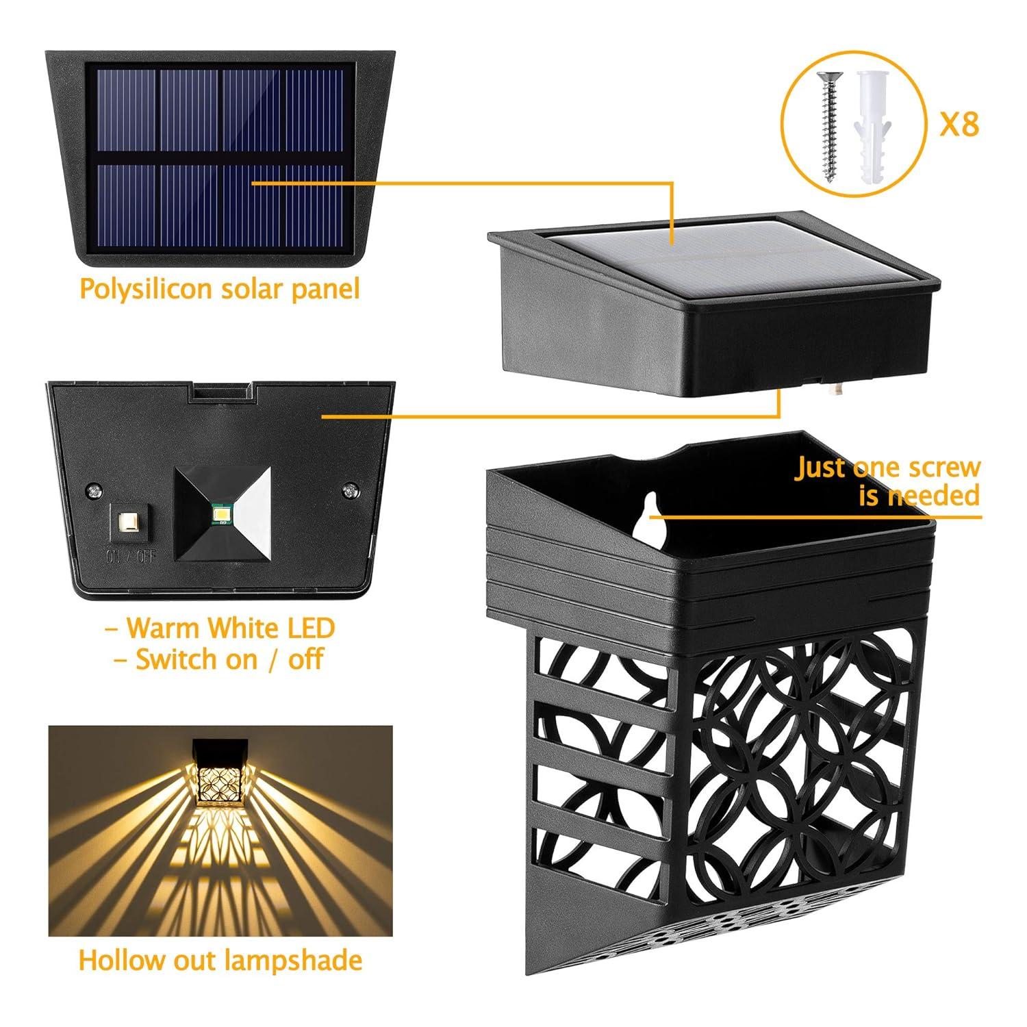 imageSOLPEX Solar Fence Lights Solar Deck Lights 8 Pack LED Waterproof Outdoor Wall Lights Christmas Halloween Decoration forDeck Patio Stairs Yard Steps Wall Path ampamp Driveway