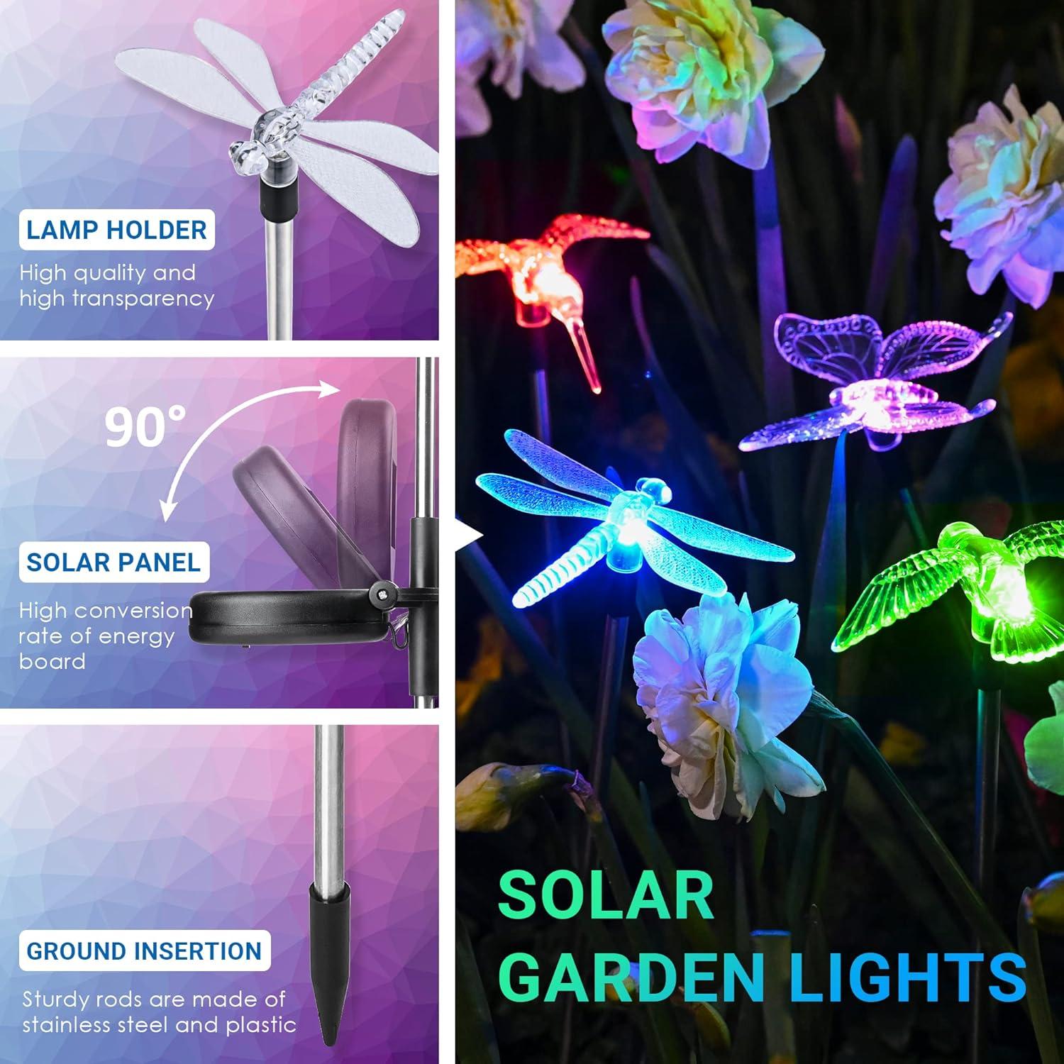 imageSOLPEX Solar Garden Lights 3 Pack Solar Butterfly Lights Yard Decorations MultiColor Changing LED Bird Light Stakes Yard Light for Garden Patio ampamp Lawn6