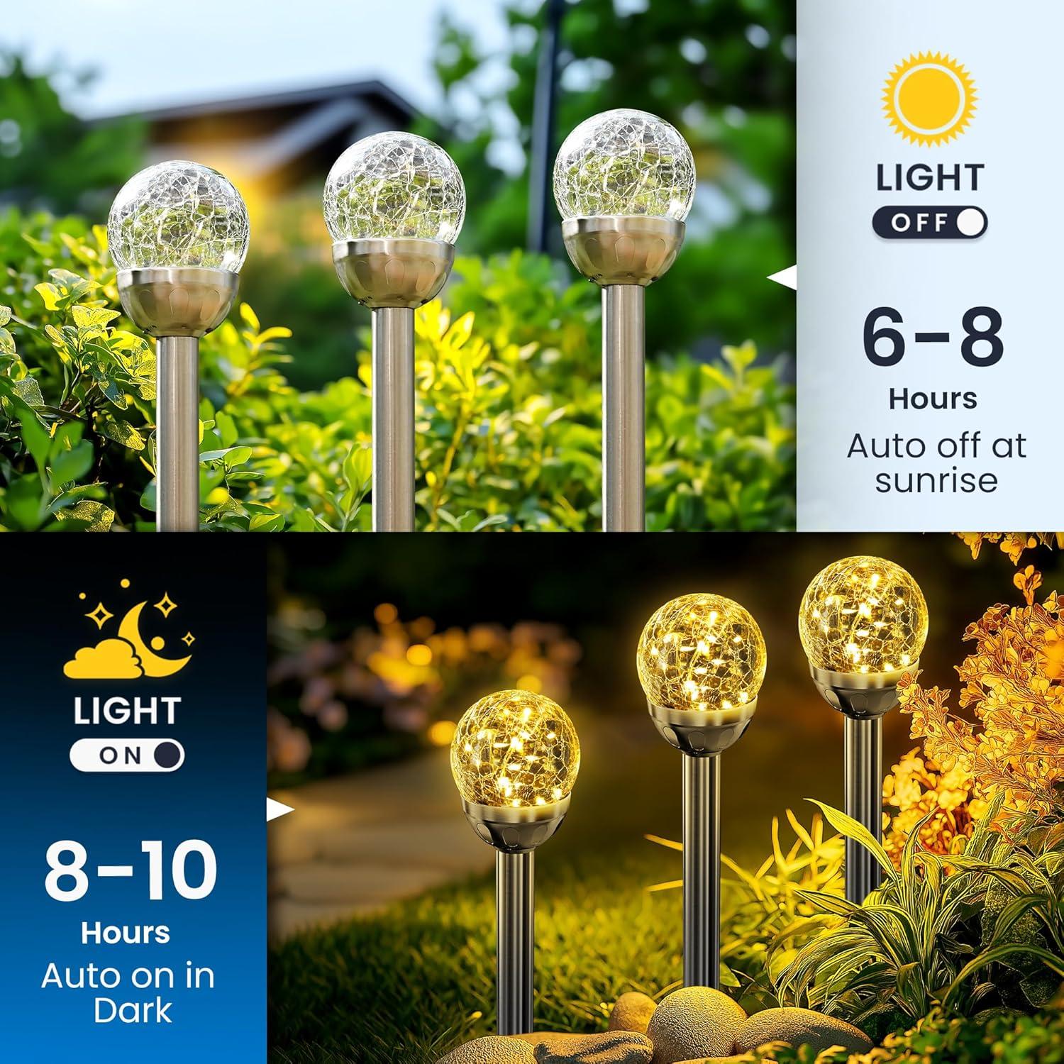 imageSOLPEX Solar Garden Lights Outdoor 3 Pack MultiColor ChangingampampWhite 2 Modes Solar Powered Glass Ball Garden Lights Waterproof for Patio DecorationWarm White