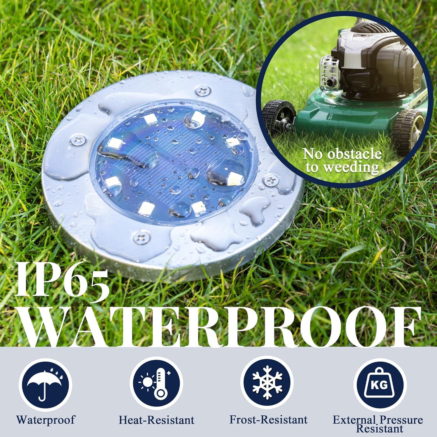 imageSOLPEX Solar Ground Lights 12 Pack Solar Lights Outdoor Waterproof 8 LED Solar Powered Landscape Lighting for Garden Yard Patio Pathway Driveway Walkway Cool WhiteWarm White