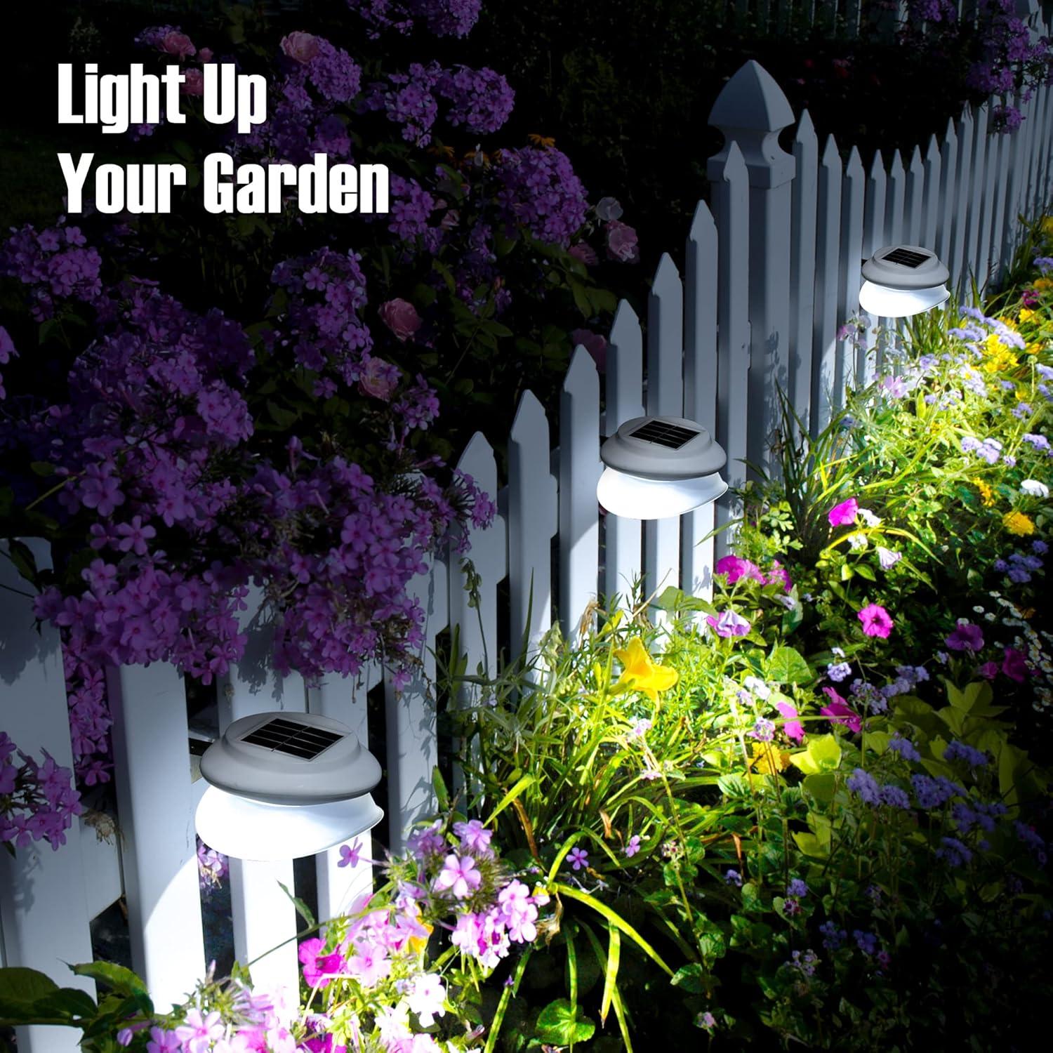 imageSOLPEX Solar Gutter Lights Outdoor 6 Pack 9 LED Deck Fence Lights Waterproof for Wall Deck Fence Stair Step and YardWhite