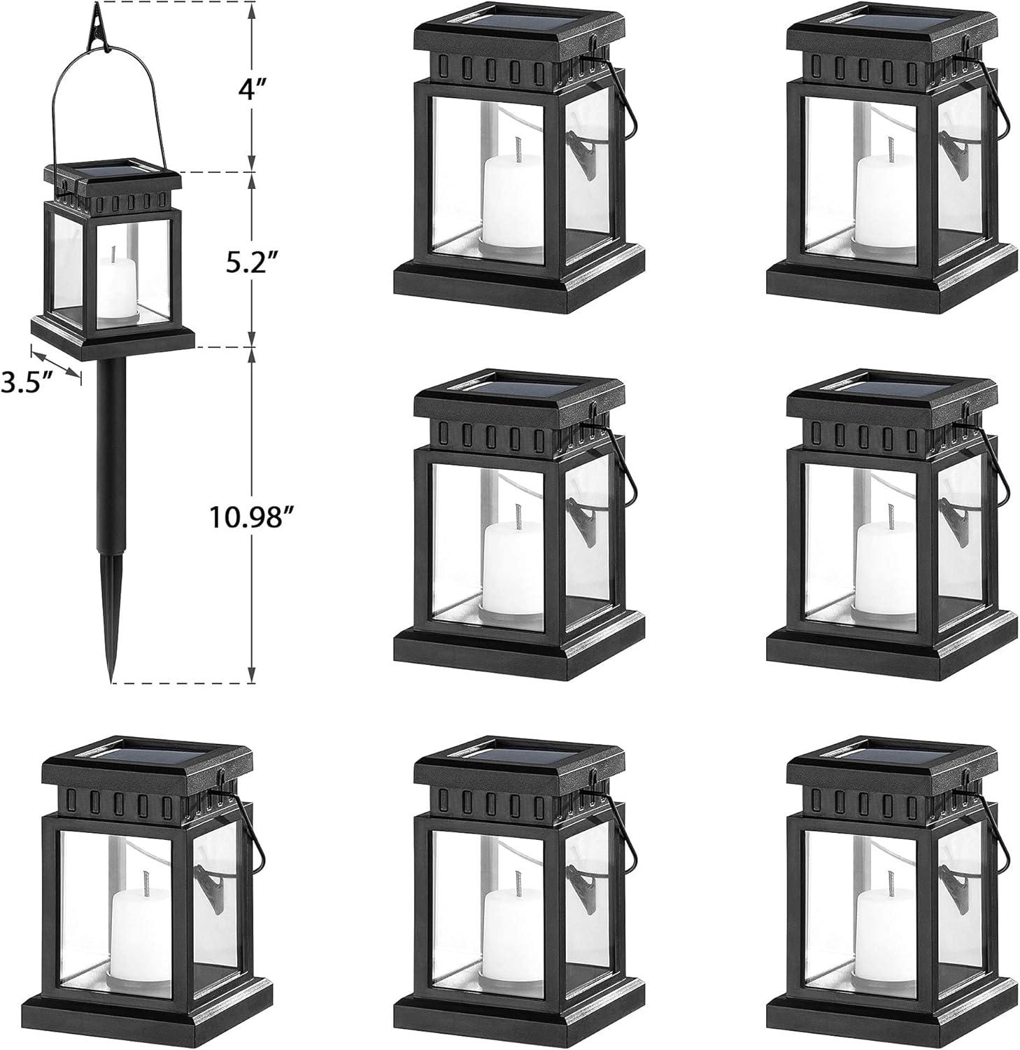 imageSOLPEX Solar Lanterns Outdoor Waterproof 8 Pack Solar Lights Outdoor LED Hanging Lantern Lights Candle Effect Decorative Lights with Stakes for Outside Garden Patio Porch Yard Pathway