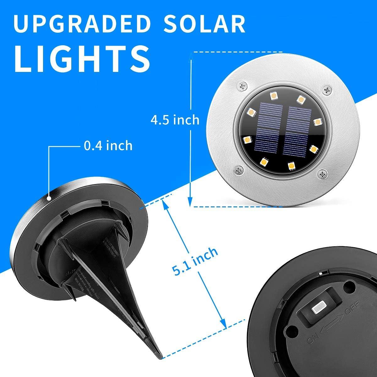 imageSOLPEX Solar Lights Outdoor Waterproof 12 Pack Solar Ground Lights Solar Garden Lights Landscape Lighting for Pathway Driveway Patio Backyard Walkway Cool WhiteCool White