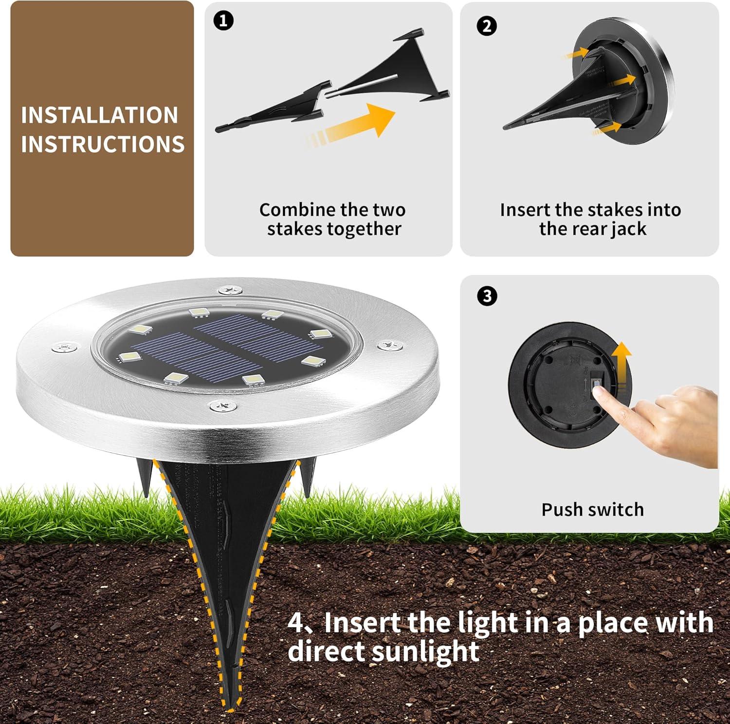 imageSOLPEX Solar Lights Outdoor Waterproof 12 Pack Solar Ground Lights Solar Garden Lights Landscape Lighting for Pathway Driveway Patio Backyard Walkway Cool WhiteCool White