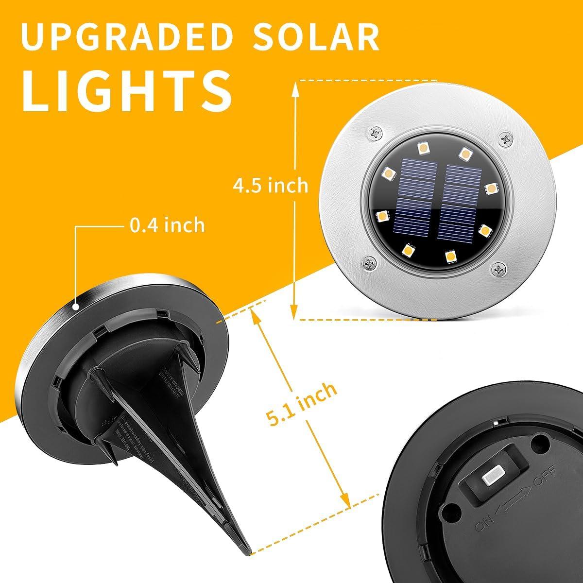 imageSOLPEX Solar Lights Outdoor Waterproof 12 Pack Solar Ground Lights Solar Garden Lights Landscape Lighting for Pathway Driveway Patio Backyard Walkway Cool WhiteWarm White
