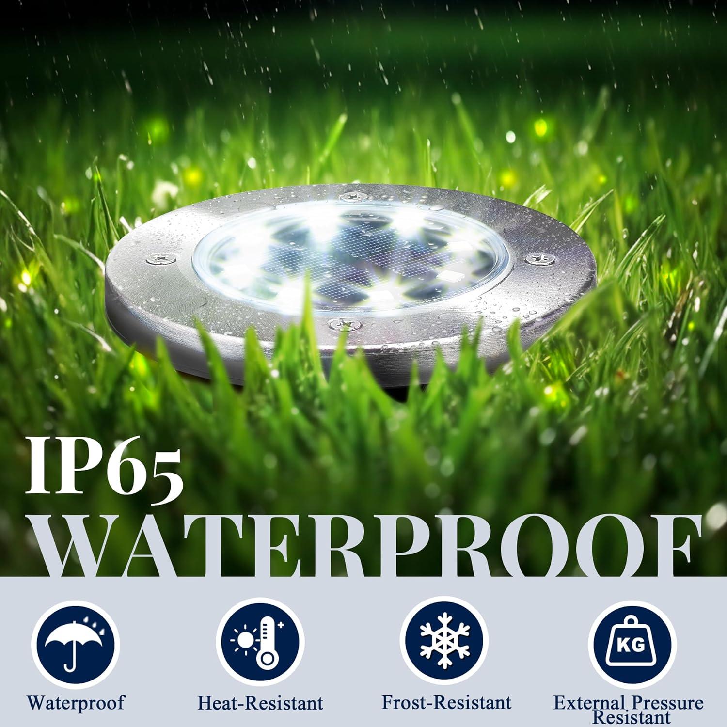 imageSOLPEX Solar Lights Outdoor Waterproof 12 Pack Solar Ground Lights Solar Garden Lights Landscape Lighting for Pathway Driveway Patio Backyard Walkway Cool WhiteWarm White