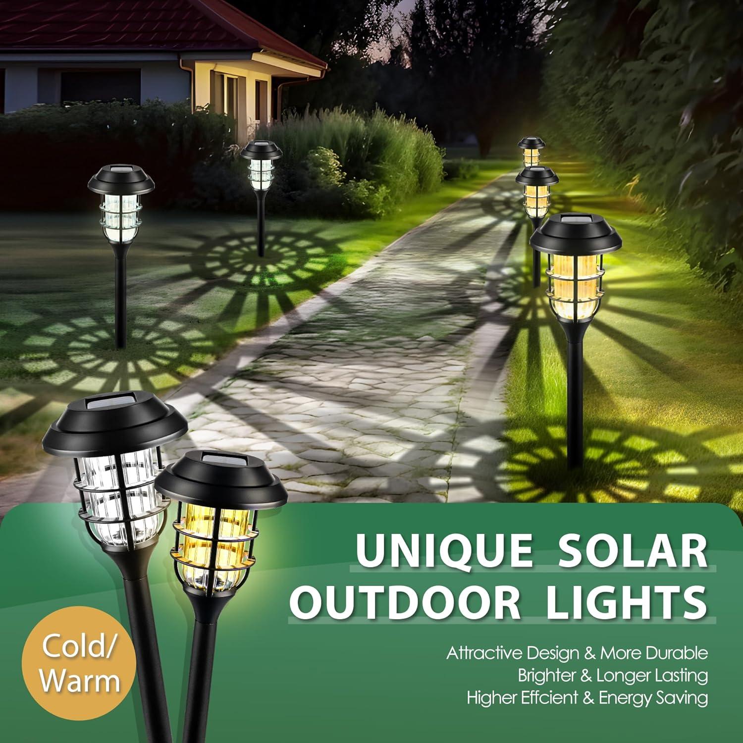 imageSOLPEX Solar Lights for Outside Solar Outdoor Pathway Garden Lights Waterproof Solar Powered Landscape Lighting for Yard Garden Pathway Patio Porch Walkway Driveway 8 PackCold WhiteCold White