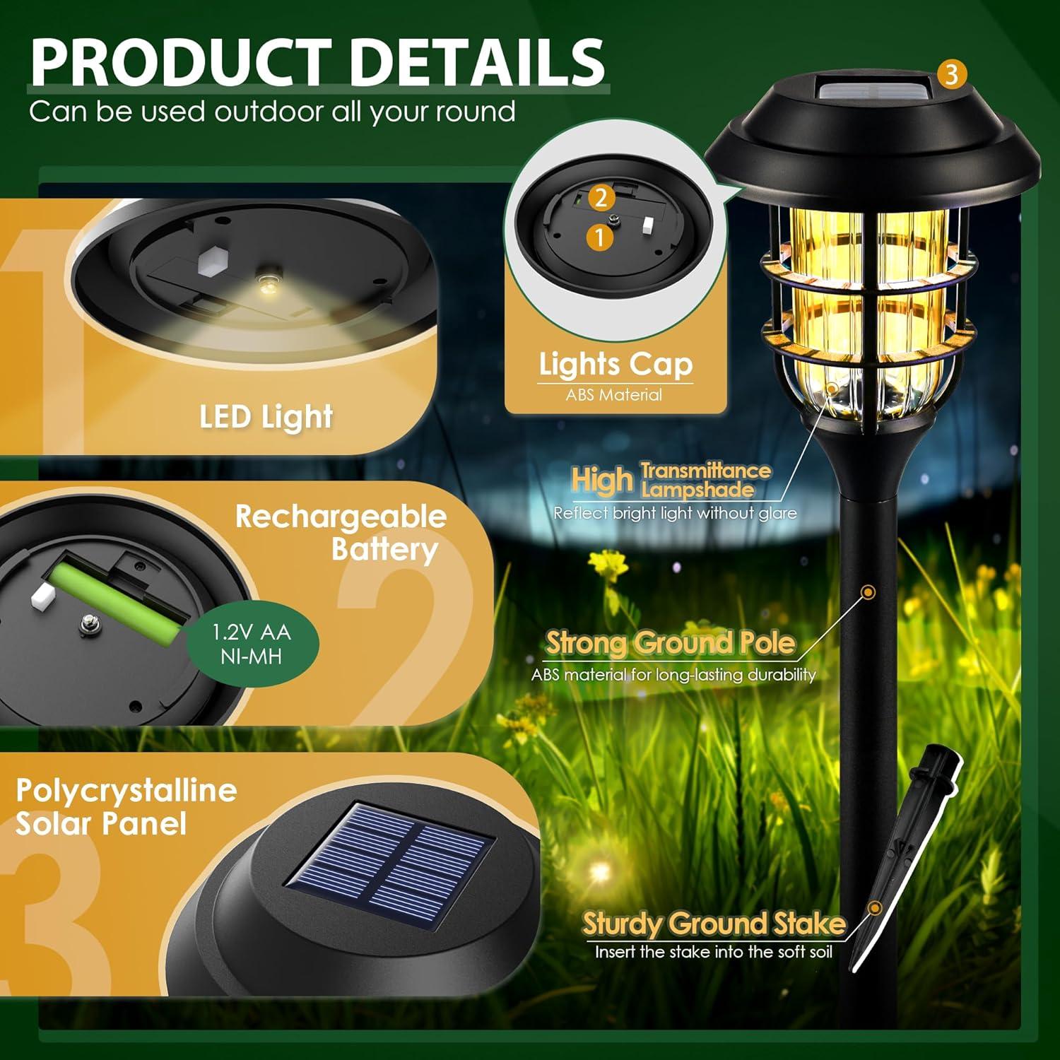 imageSOLPEX Solar Lights for Outside Solar Outdoor Pathway Garden Lights Waterproof Solar Powered Landscape Lighting for Yard Garden Pathway Patio Porch Walkway Driveway 8 PackCold WhiteWarm White