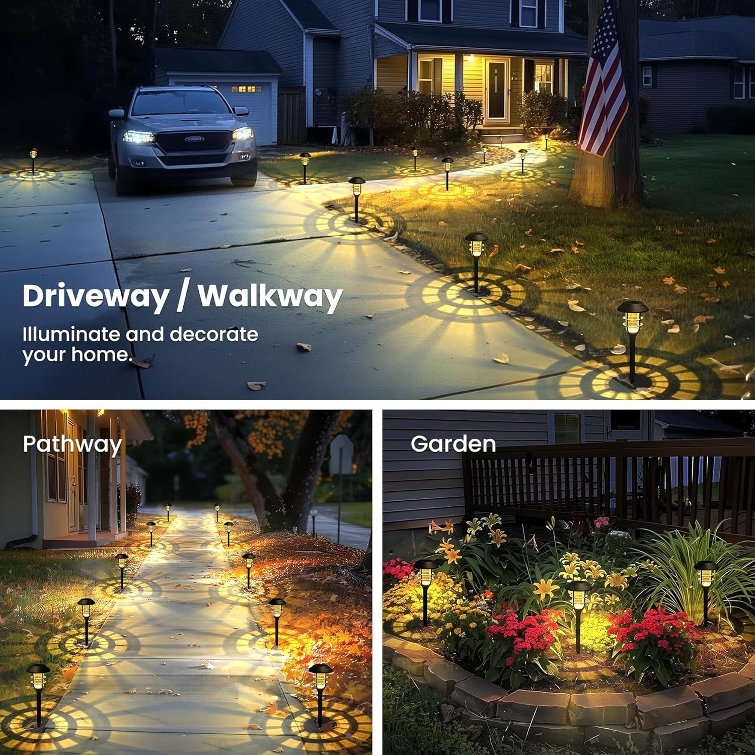 imageSOLPEX Solar Lights for Outside Solar Outdoor Pathway Garden Lights Waterproof Solar Powered Landscape Lighting for Yard Garden Pathway Patio Porch Walkway Driveway 8 PackCold WhiteWarm White