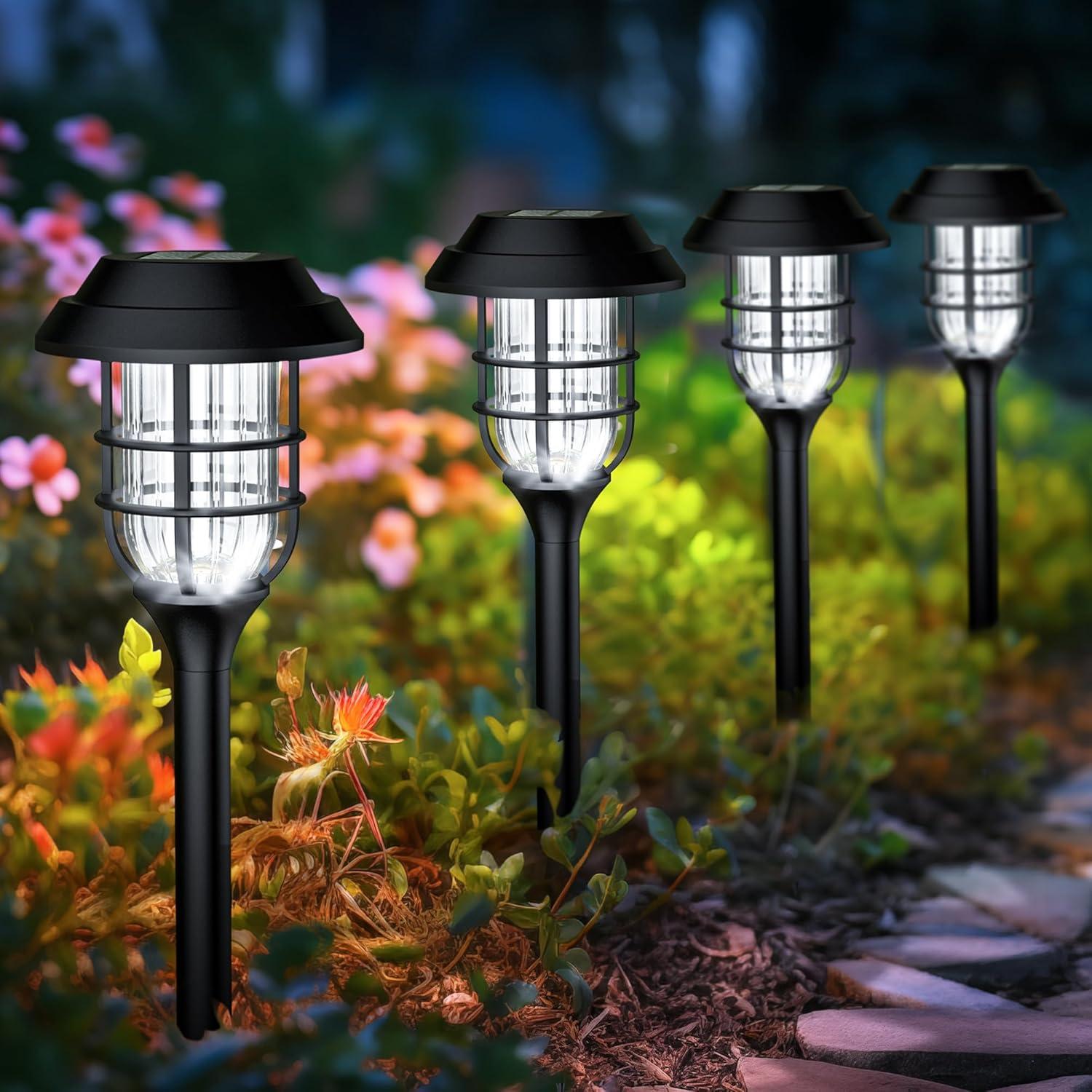 imageSOLPEX Solar Lights for Outside Solar Outdoor Pathway Garden Lights Waterproof Solar Powered Landscape Lighting for Yard Garden Pathway Patio Porch Walkway Driveway 8 PackCold WhiteCold White
