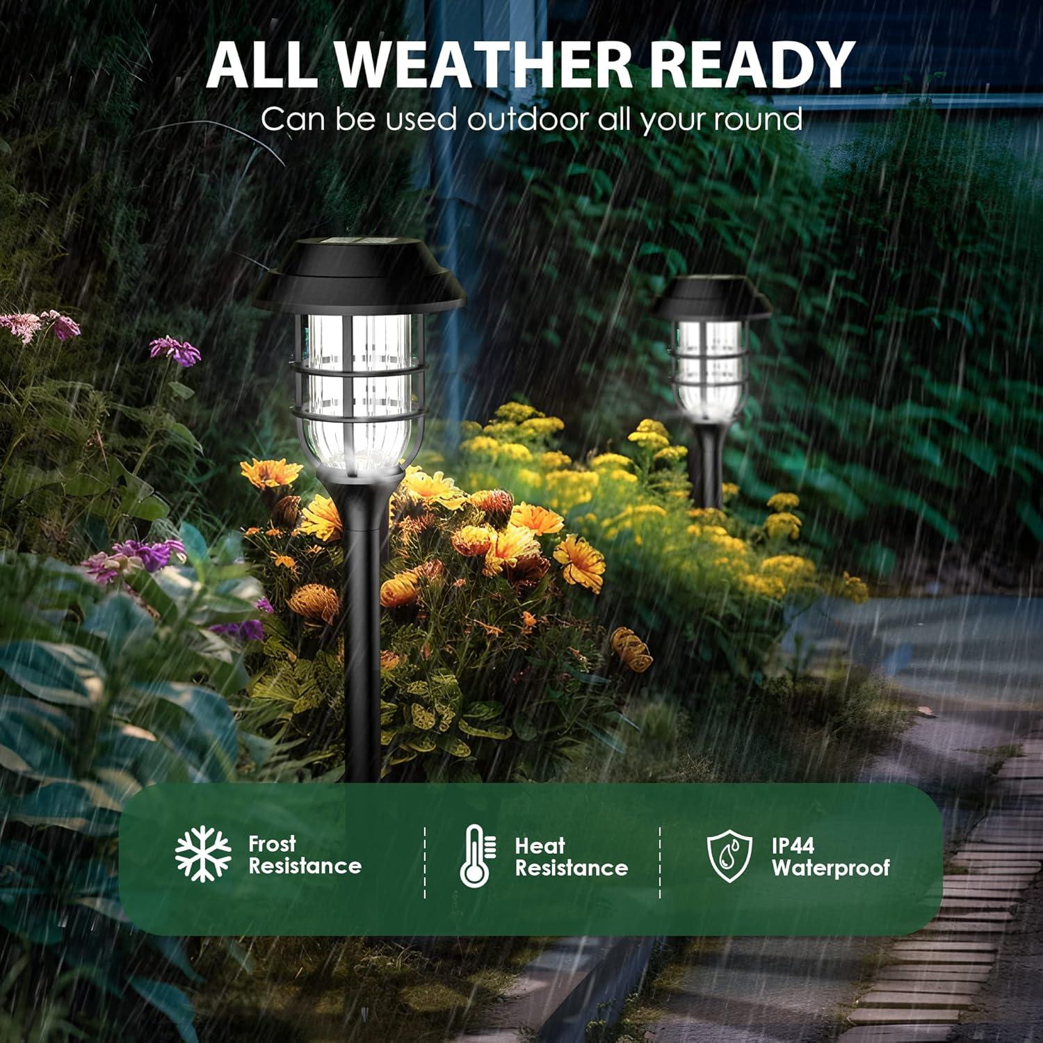 imageSOLPEX Solar Lights for Outside Solar Outdoor Pathway Garden Lights Waterproof Solar Powered Landscape Lighting for Yard Garden Pathway Patio Porch Walkway Driveway 8 PackCold WhiteCold White