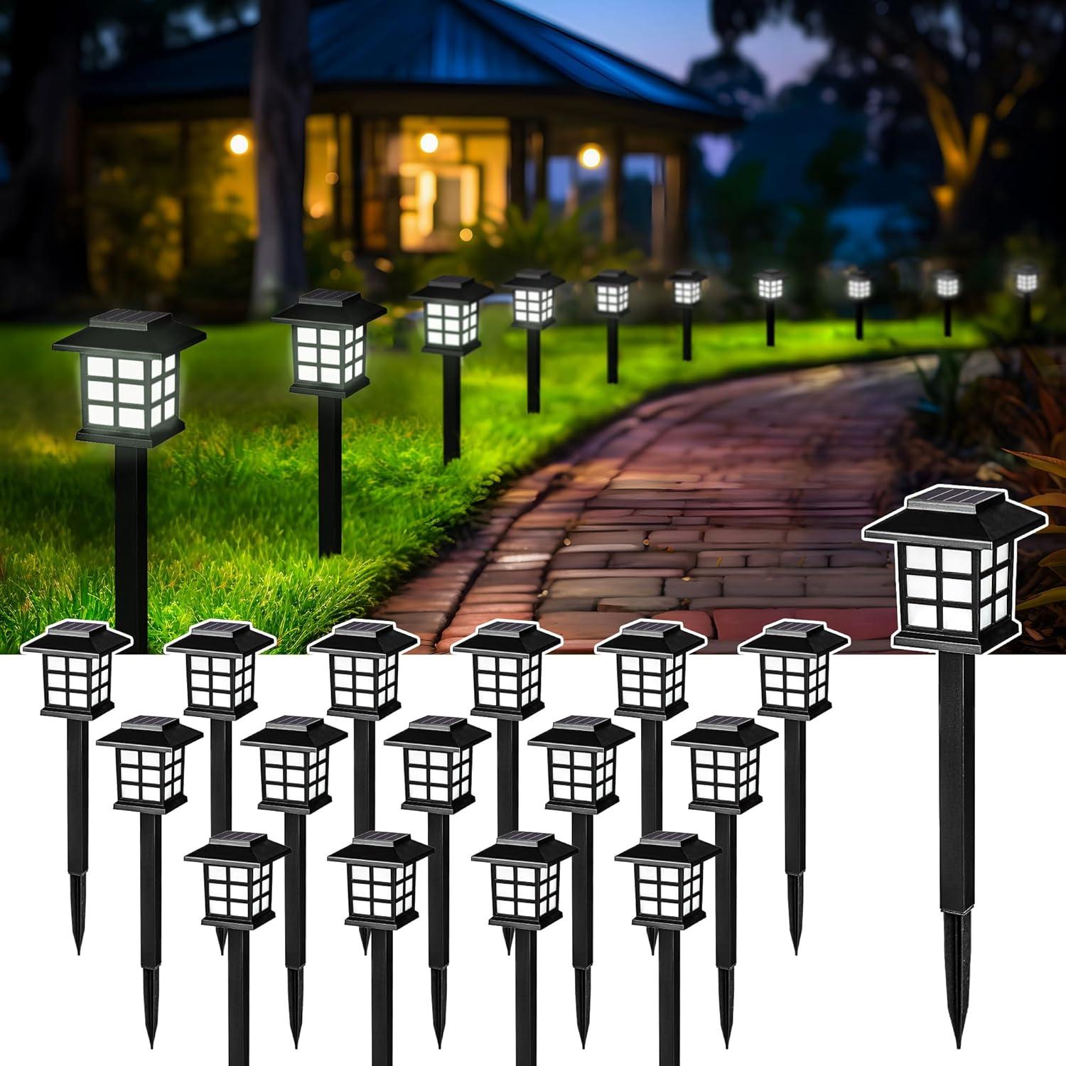 imageSOLPEX Solar Outdoor Lights12 Pack Solar Path Lights Walkway Lights Outdoor Garden Light SolarPowered Pathway Waterproof for Garden Yard Landscape and DrivewayWarm WhiteCold White