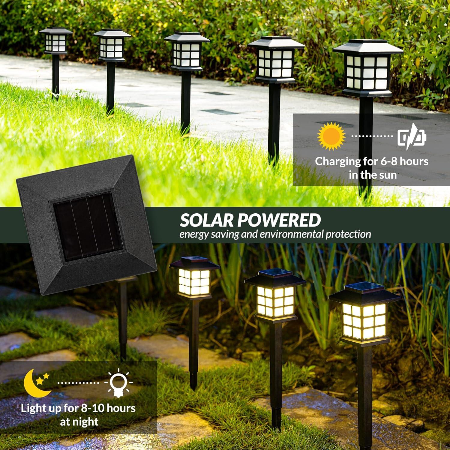 imageSOLPEX Solar Outdoor Lights12 Pack Solar Path Lights Walkway Lights Outdoor Garden Light SolarPowered Pathway Waterproof for Garden Yard Landscape and DrivewayWarm WhiteWarm White
