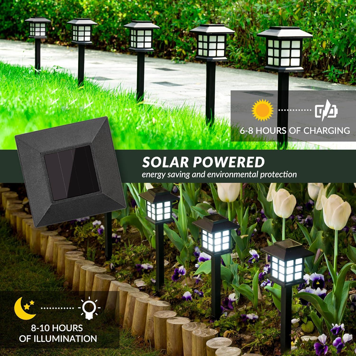 imageSOLPEX Solar Outdoor Lights12 Pack Solar Path Lights Walkway Lights Outdoor Garden Light SolarPowered Pathway Waterproof for Garden Yard Landscape and DrivewayWarm WhiteCold White
