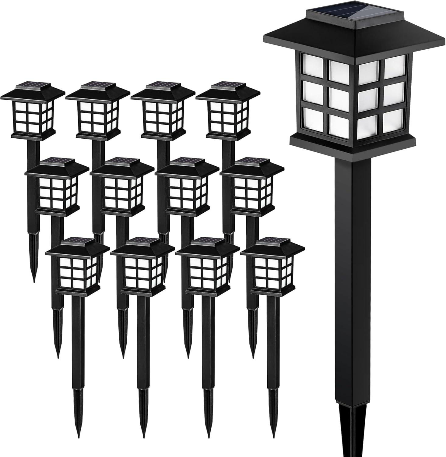 imageSOLPEX Solar Outdoor Lights12 Pack Solar Path Lights Walkway Lights Outdoor Garden Light SolarPowered Pathway Waterproof for Garden Yard Landscape and DrivewayWarm WhiteCold White