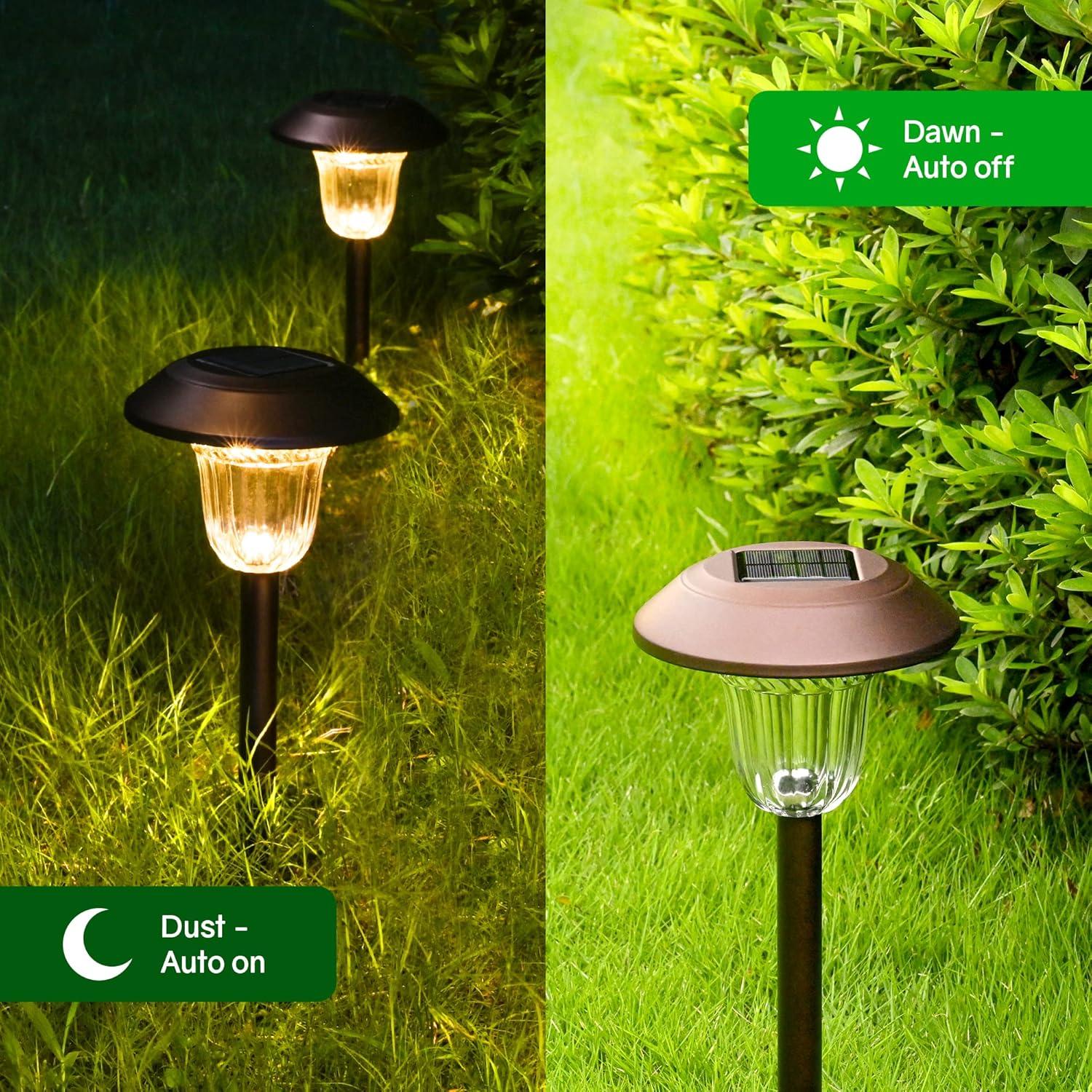 imageSOLPEX Solar Path Lights 4 Pack High Lumen Solar Garden Lights Solar Powered Waterproof Pathway Lights Automatic Led Warm White Solar Yard Lights for Driveway Walkway Landscape Lawn