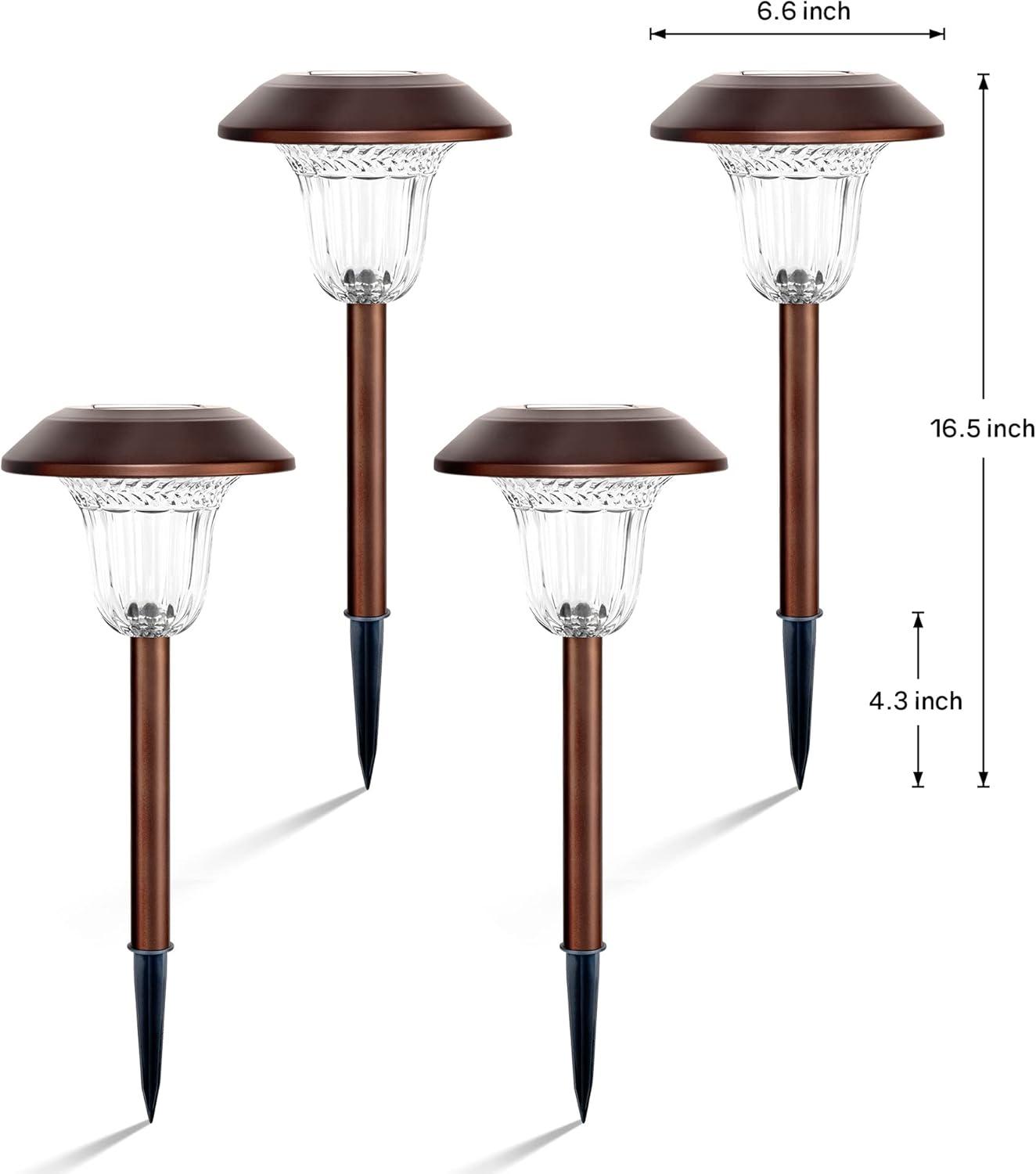imageSOLPEX Solar Path Lights 4 Pack High Lumen Solar Garden Lights Solar Powered Waterproof Pathway Lights Automatic Led Warm White Solar Yard Lights for Driveway Walkway Landscape Lawn