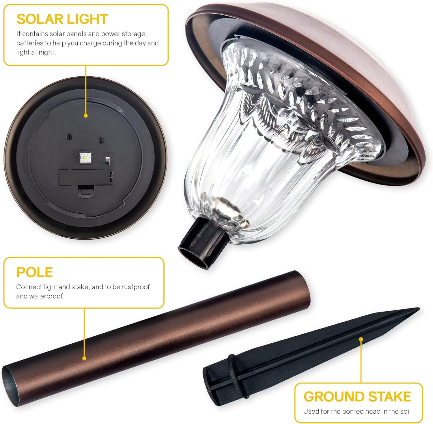 imageSOLPEX Solar Path Lights 4 Pack High Lumen Solar Garden Lights Solar Powered Waterproof Pathway Lights Automatic Led Warm White Solar Yard Lights for Driveway Walkway Landscape Lawn